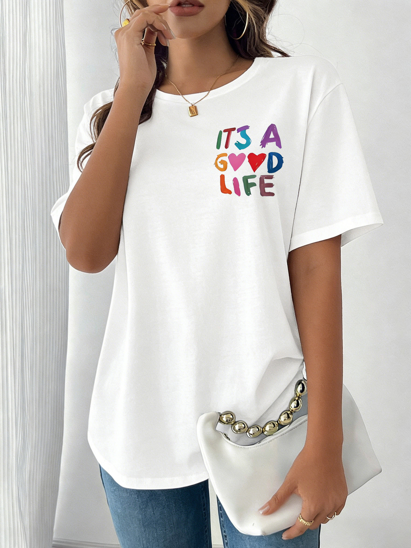 White Graphic Print Short Sleeve T-Shirt