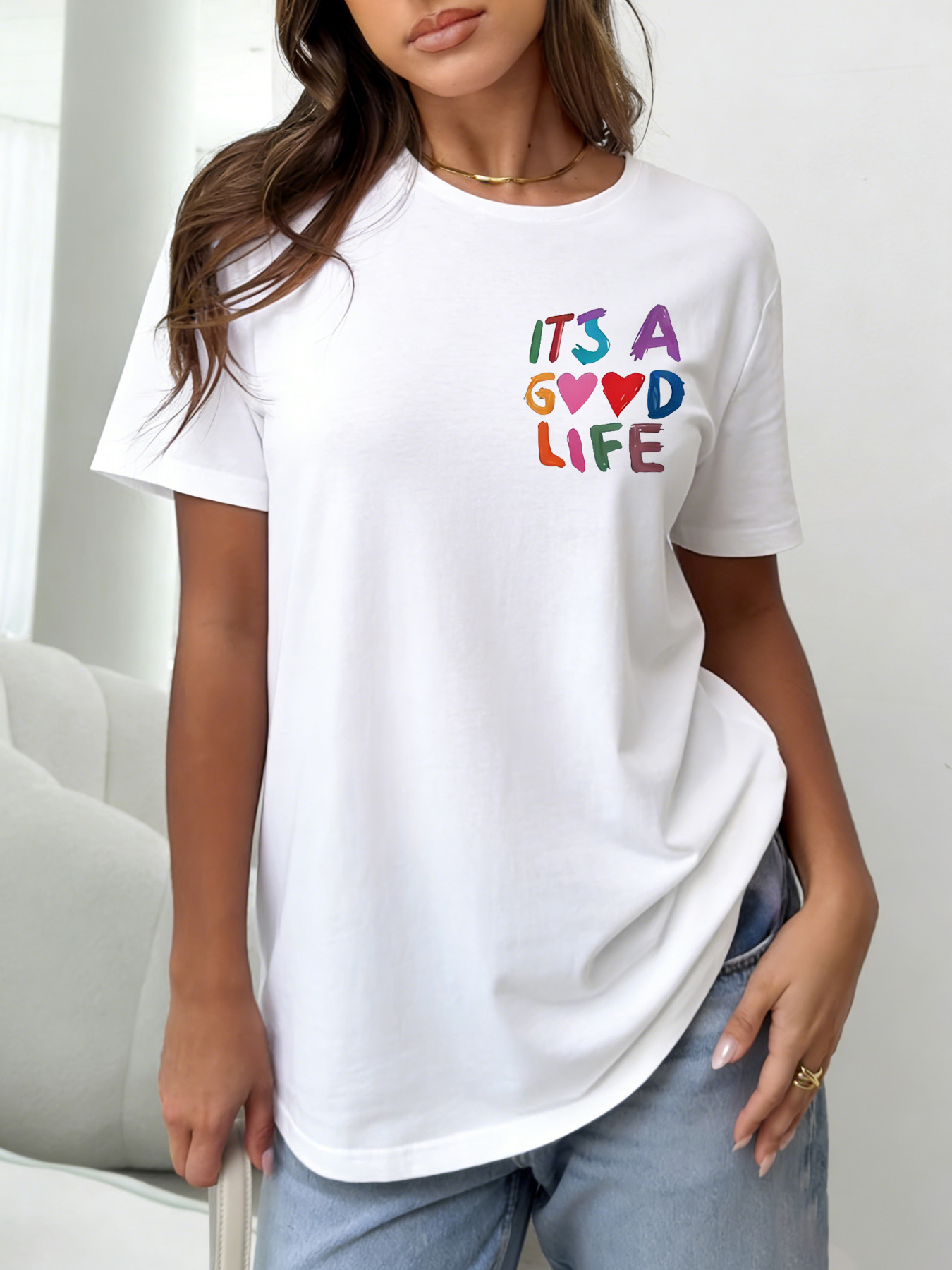 White Graphic Print Short Sleeve T-Shirt