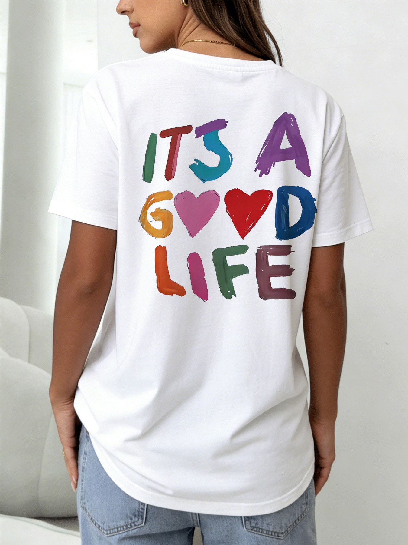White Graphic Print Short Sleeve T-Shirt