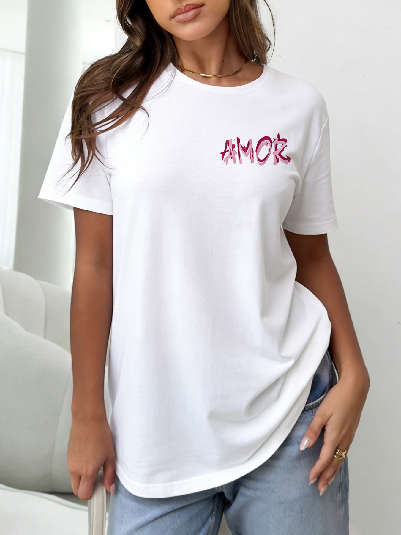 White Graphic Print Short Sleeve T-Shirt