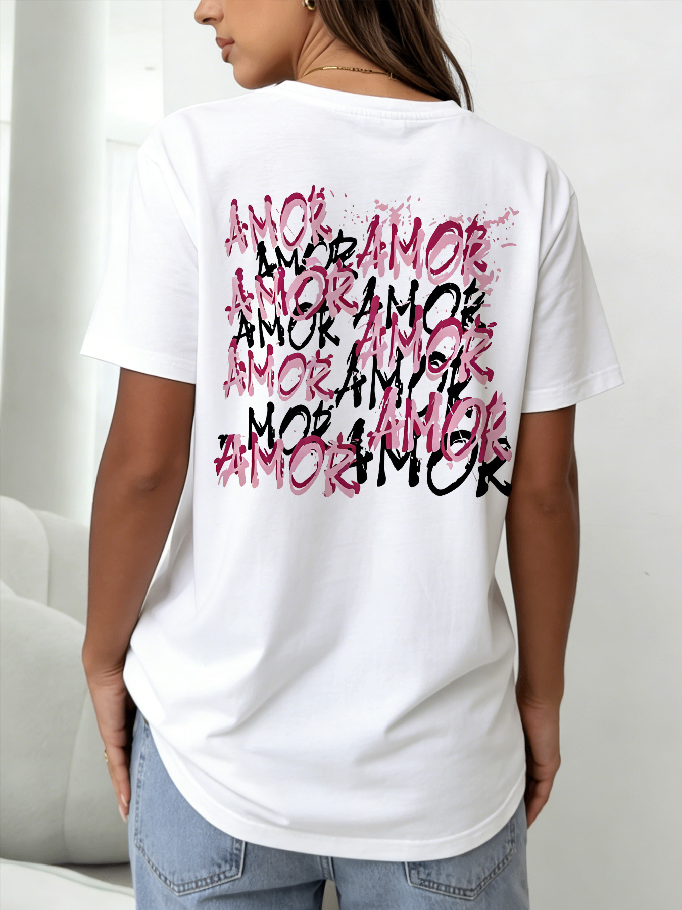White Graphic Print Short Sleeve T-Shirt