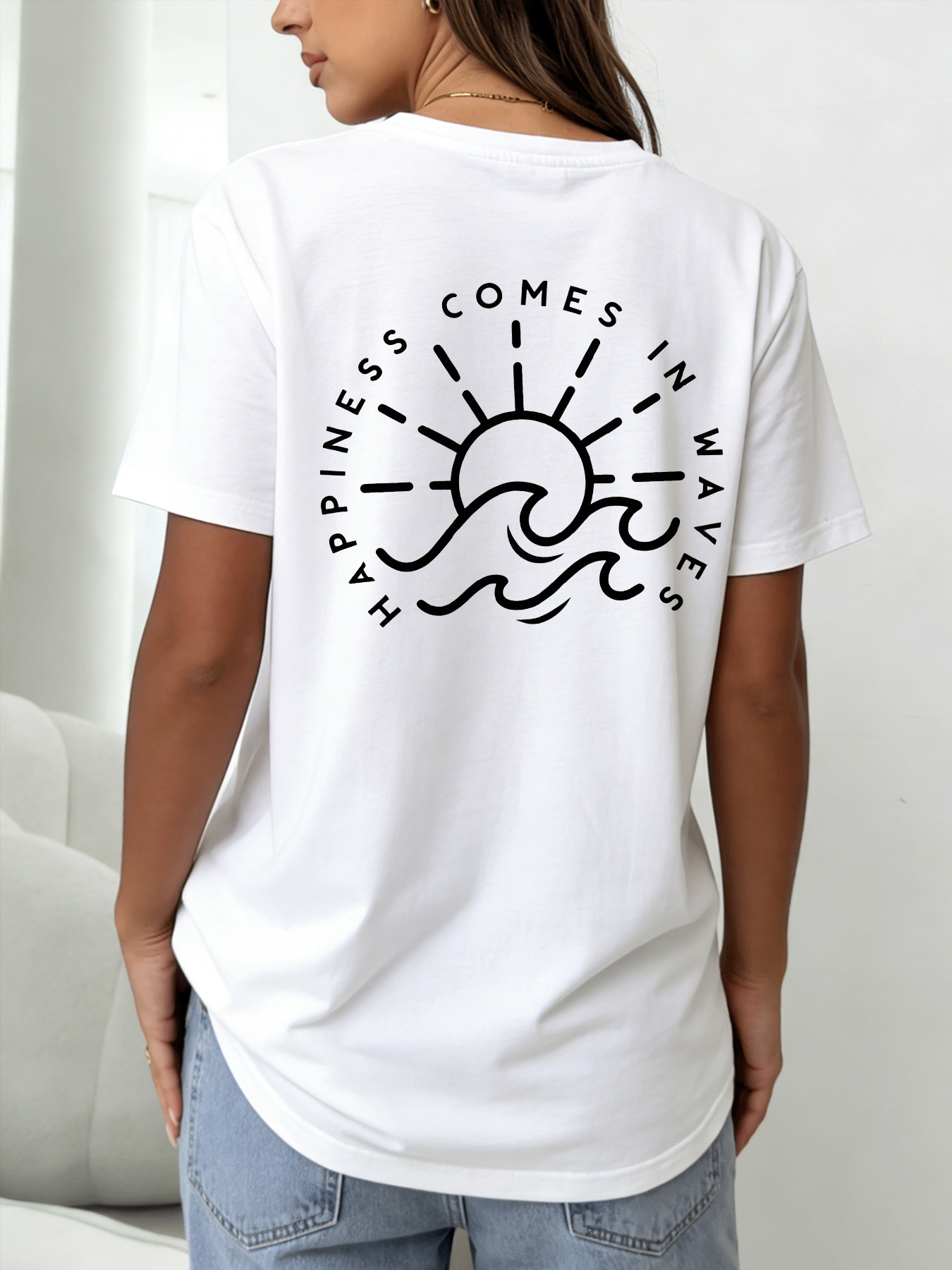 White Graphic Print Short Sleeve T-Shirt