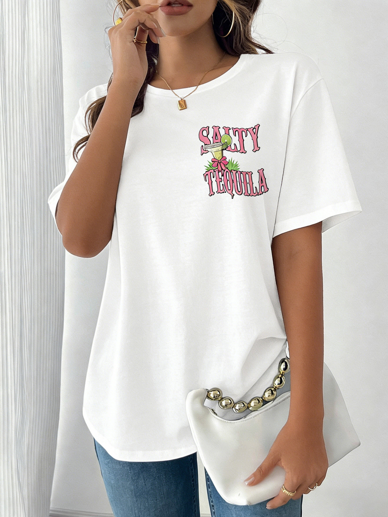 White Graphic Print Short Sleeve T-Shirt