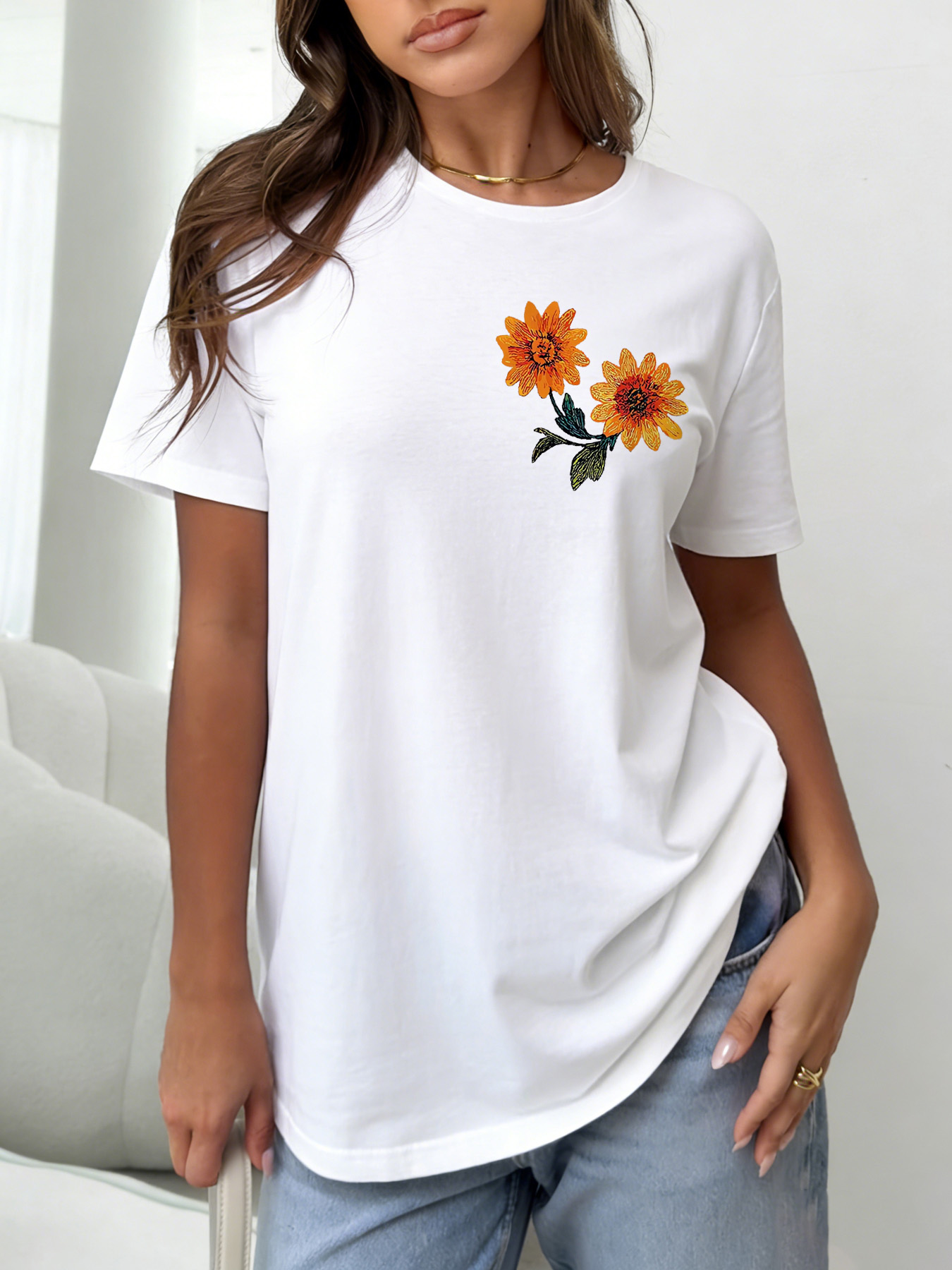 White Graphic Print Short Sleeve T-Shirt