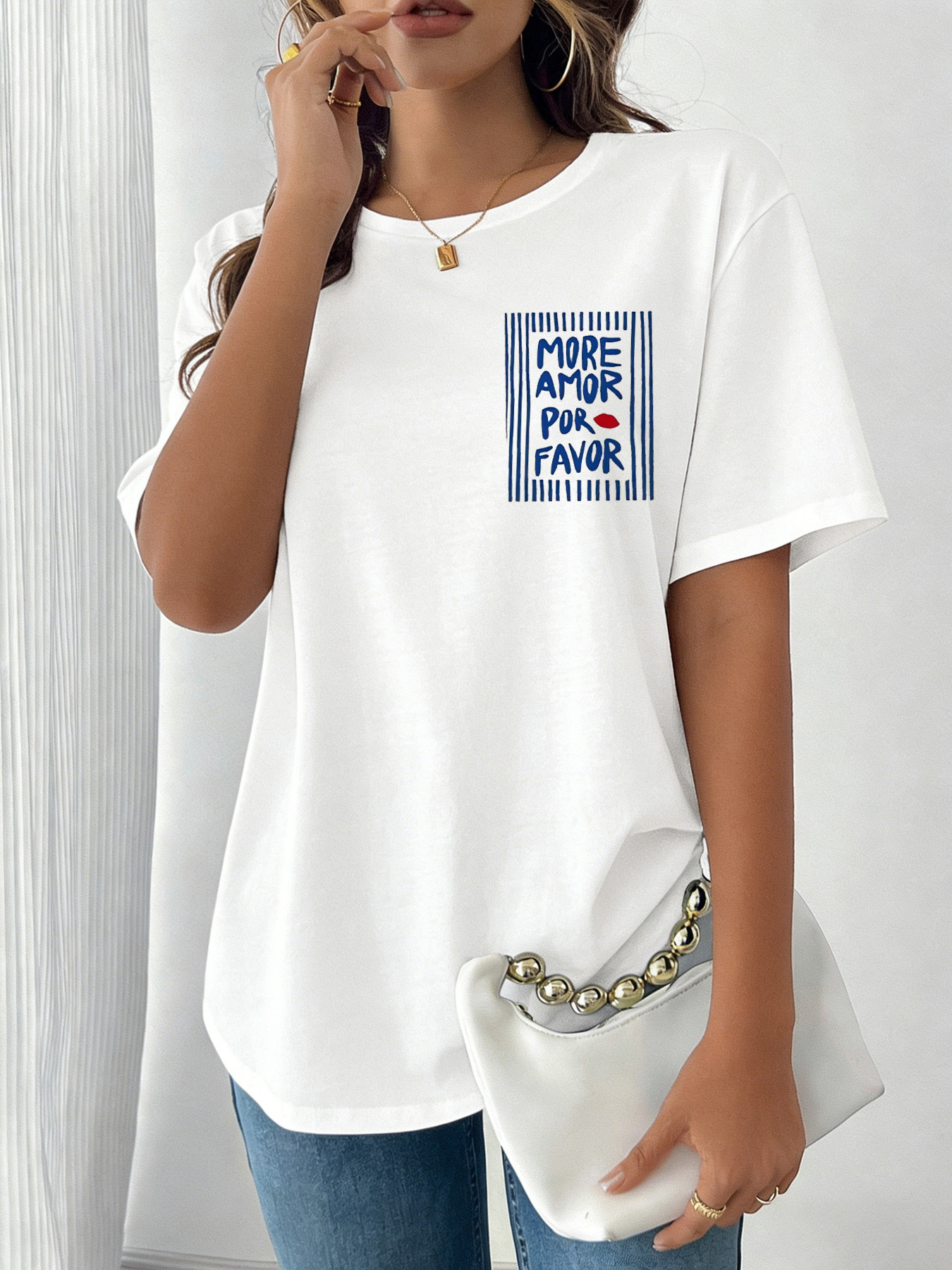 White Graphic Print Short Sleeve T-Shirt
