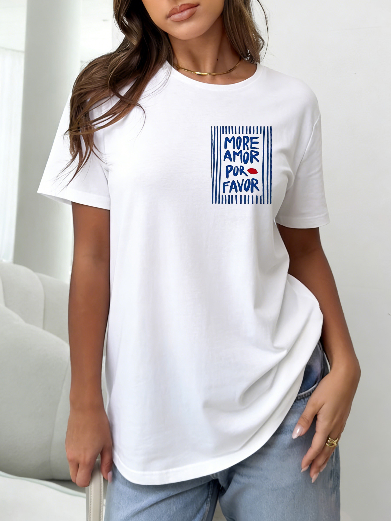 White Graphic Print Short Sleeve T-Shirt