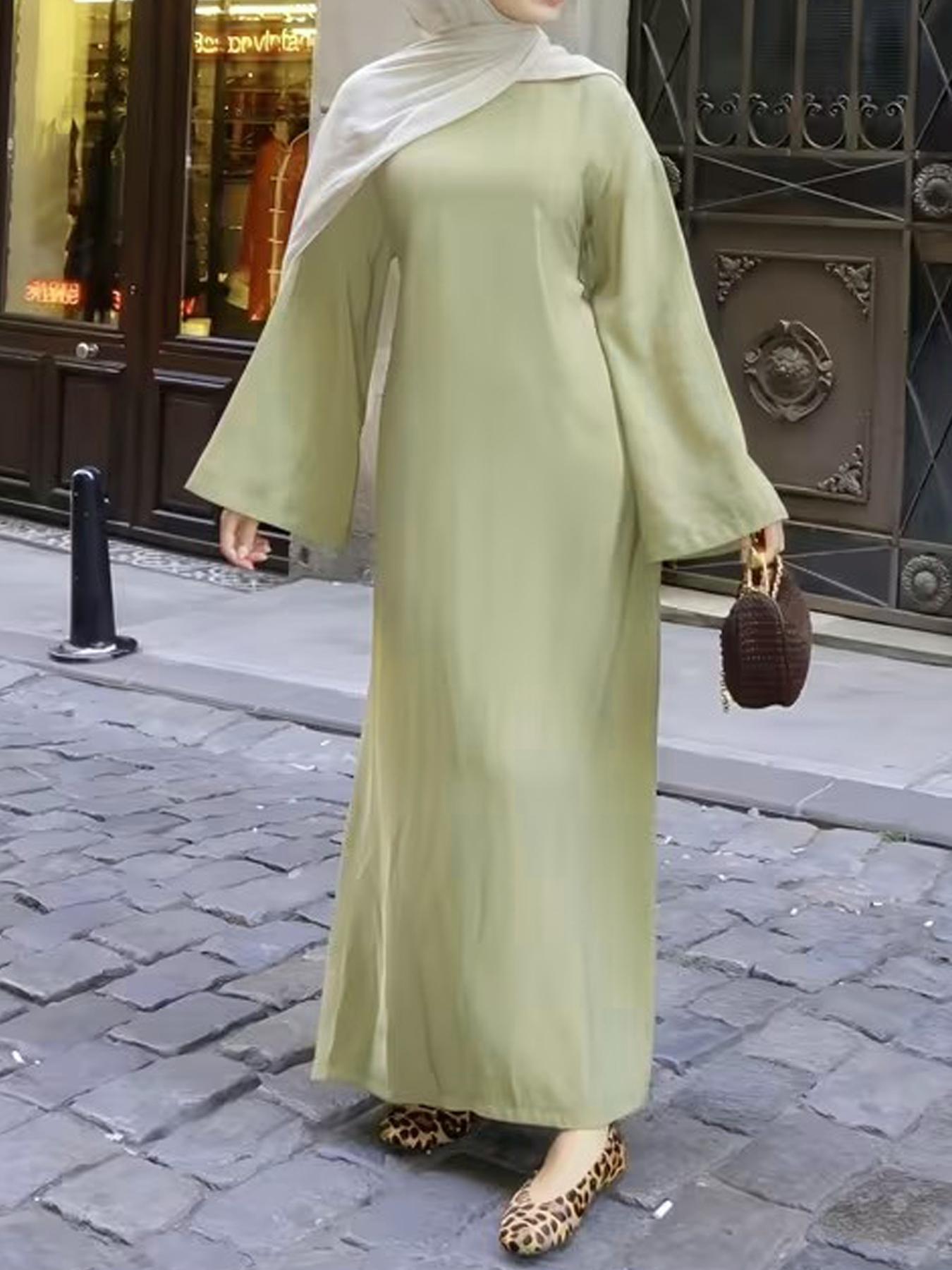 Green Long Sleeves Maxi Dress