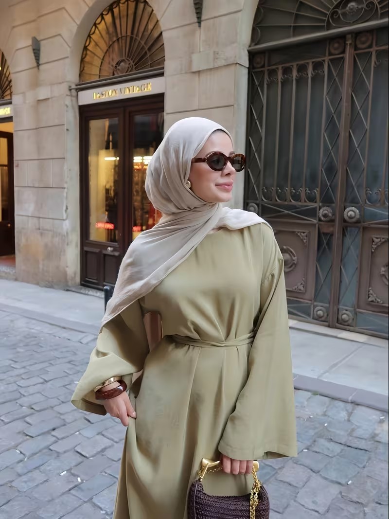 Green Long Sleeves Maxi Dress