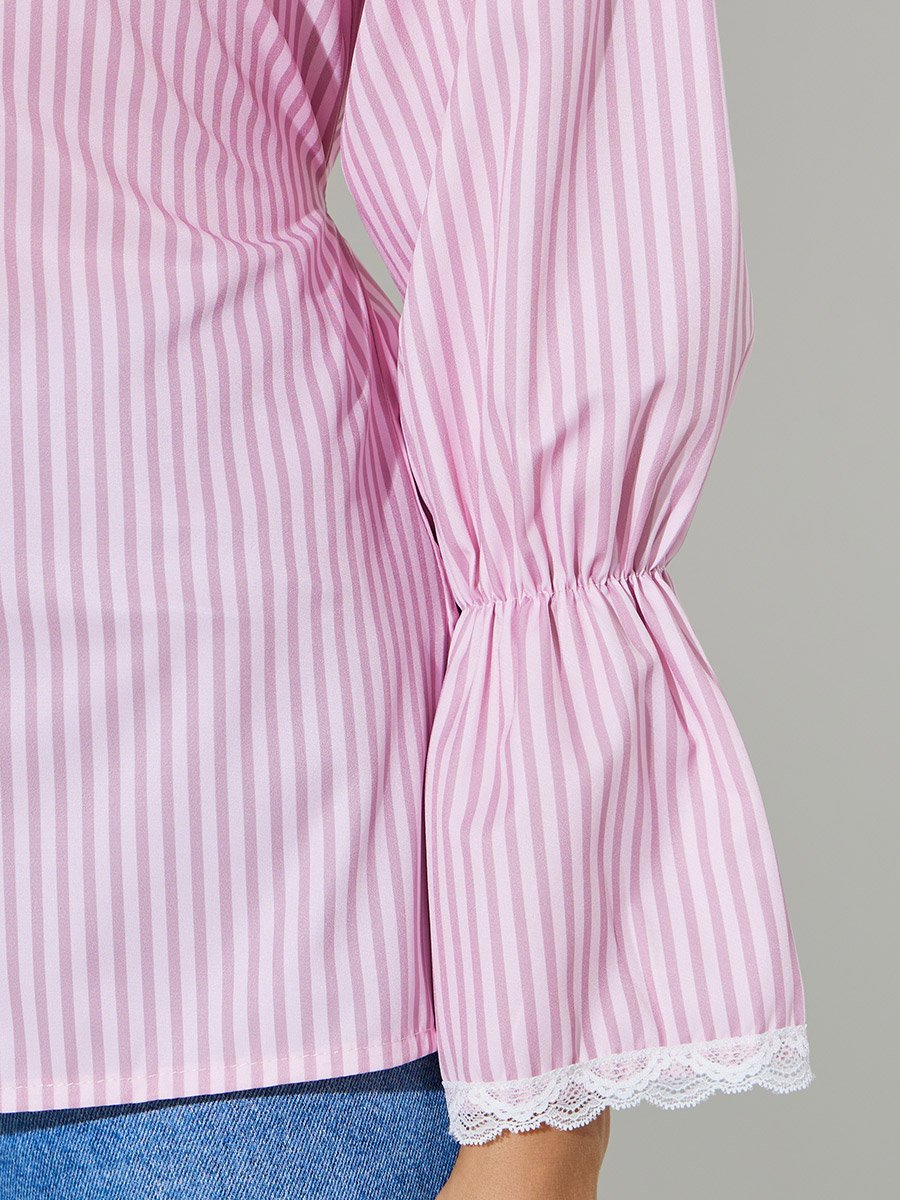 Pink Striped Long Sleeve Casual Shirt