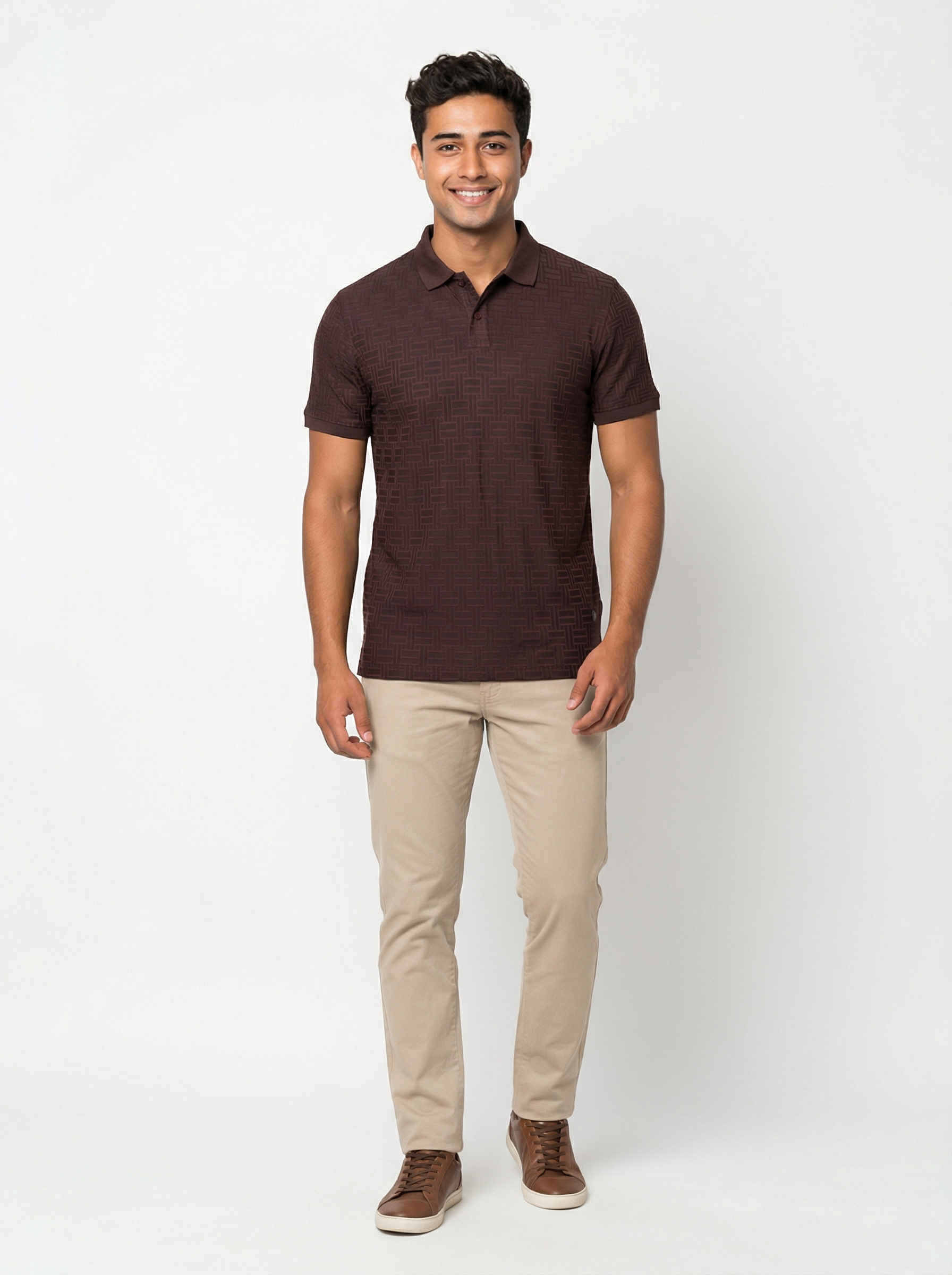 Brown Textured Polo
