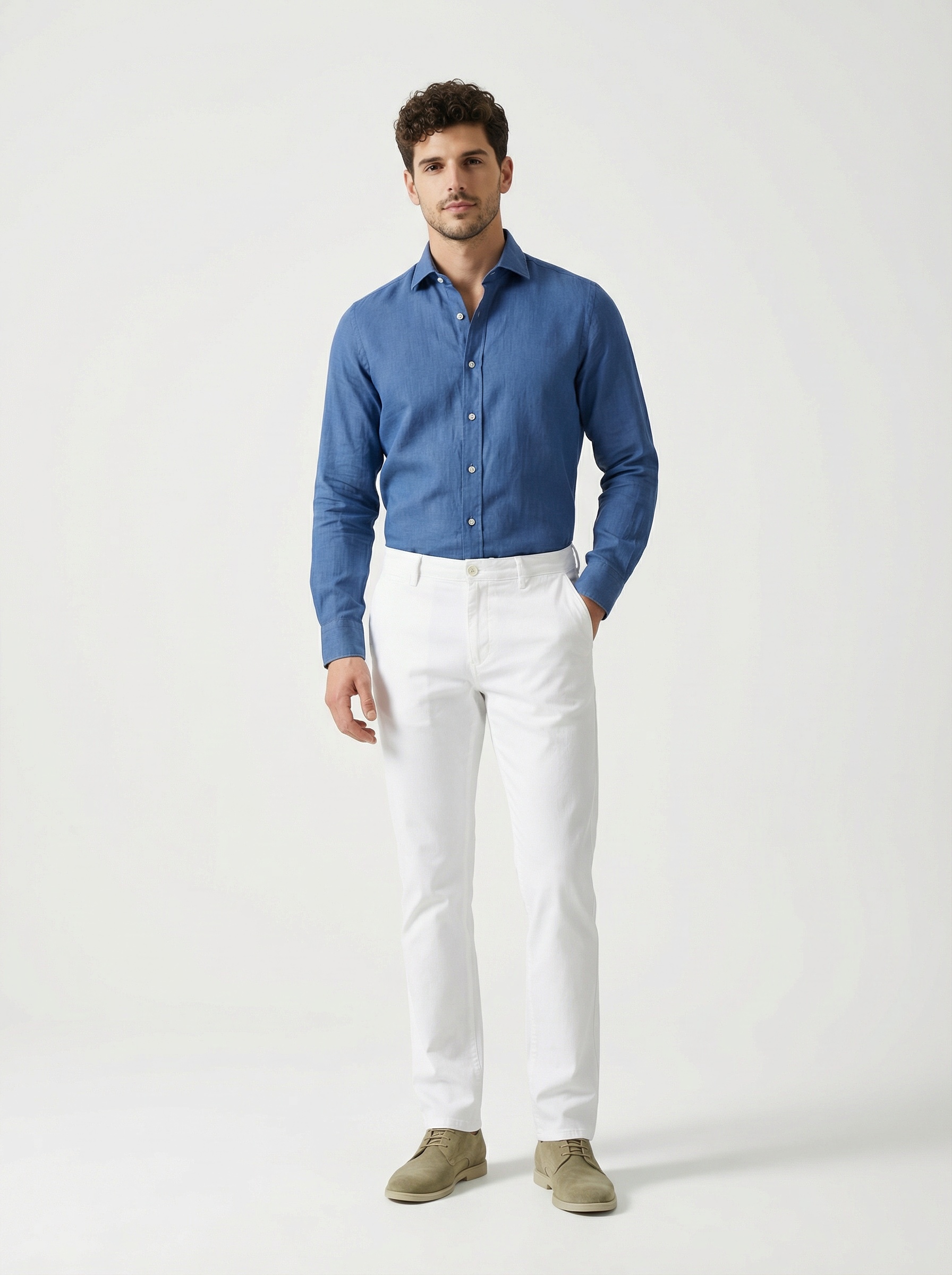 White Solid Structured Trousers