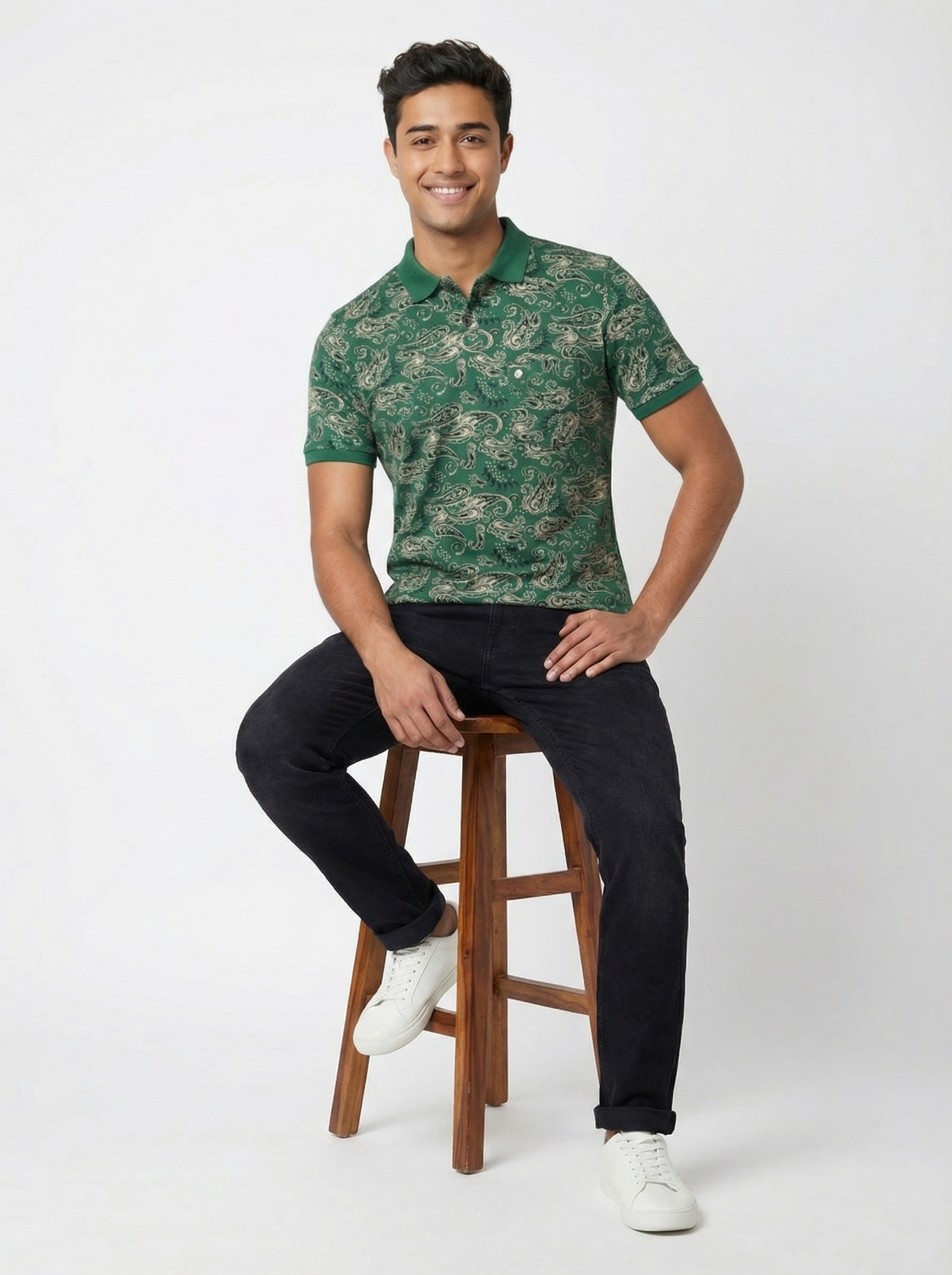 Olive Printed Polo