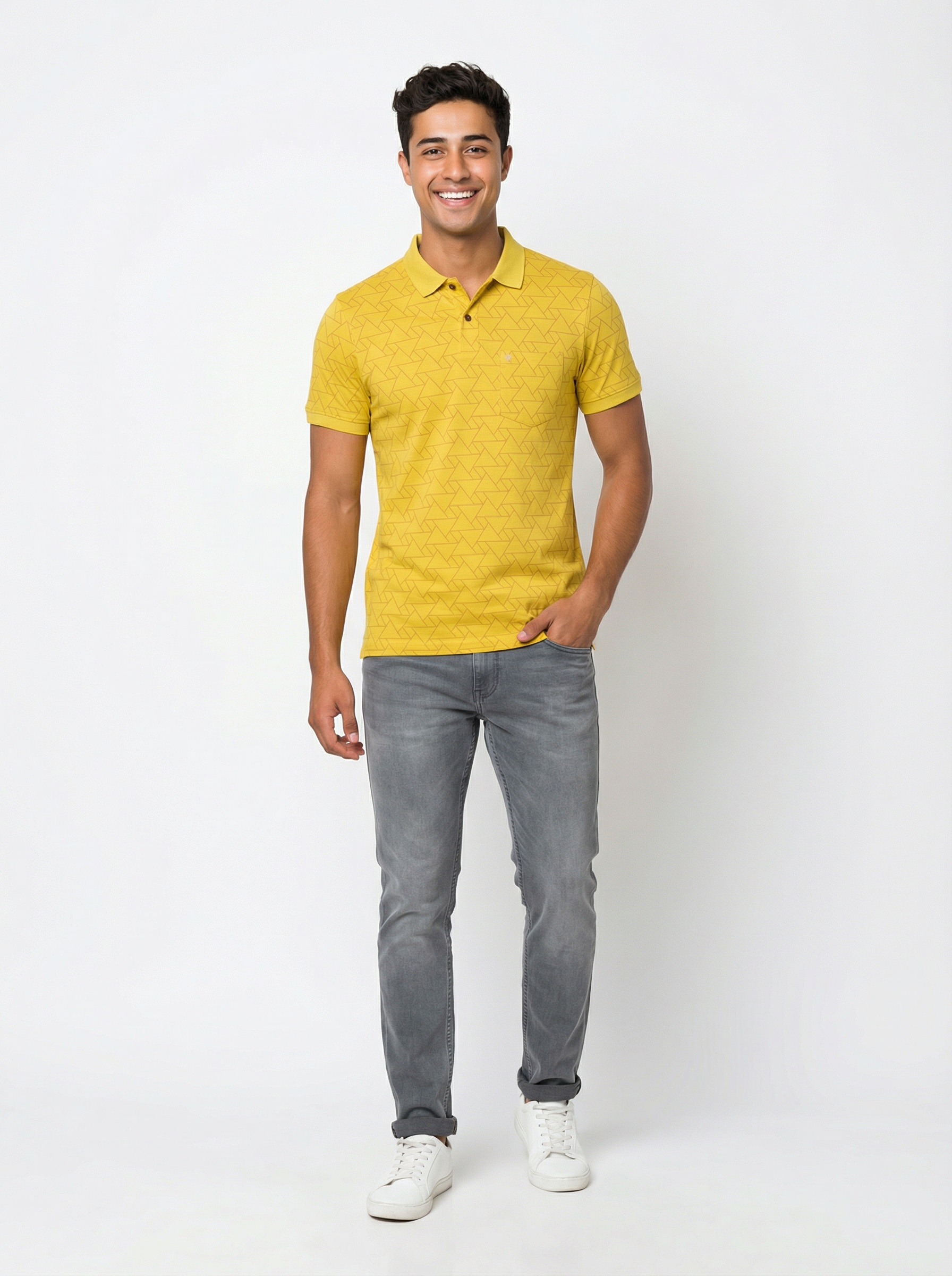 Yellow Printed Polo