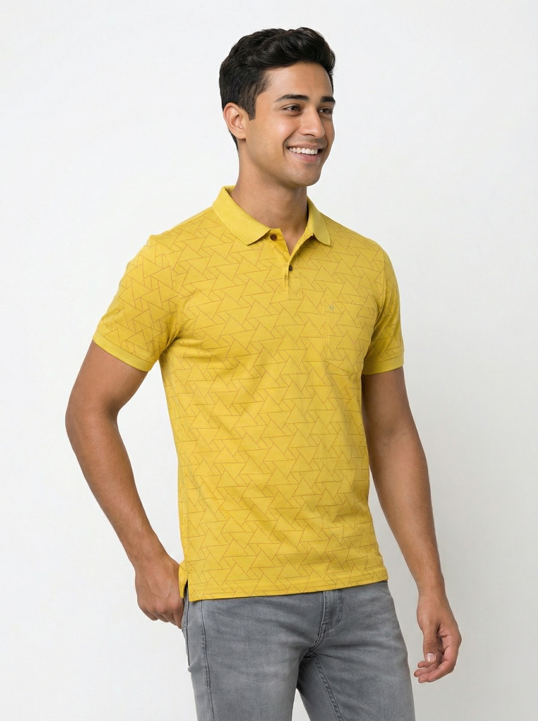 Yellow Printed Polo