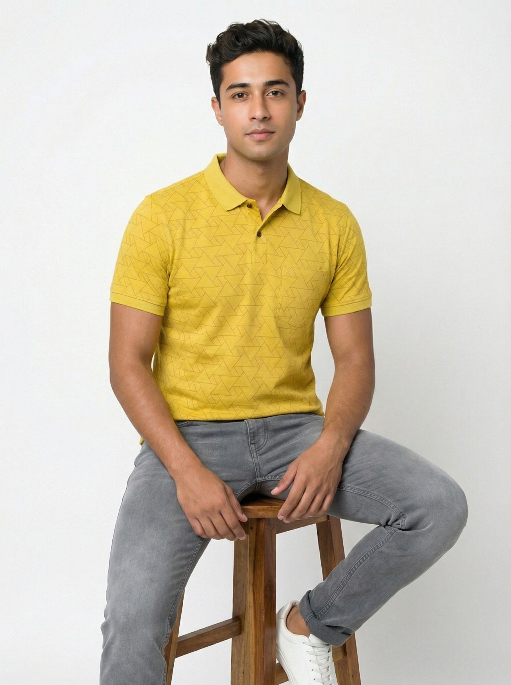 Yellow Printed Polo