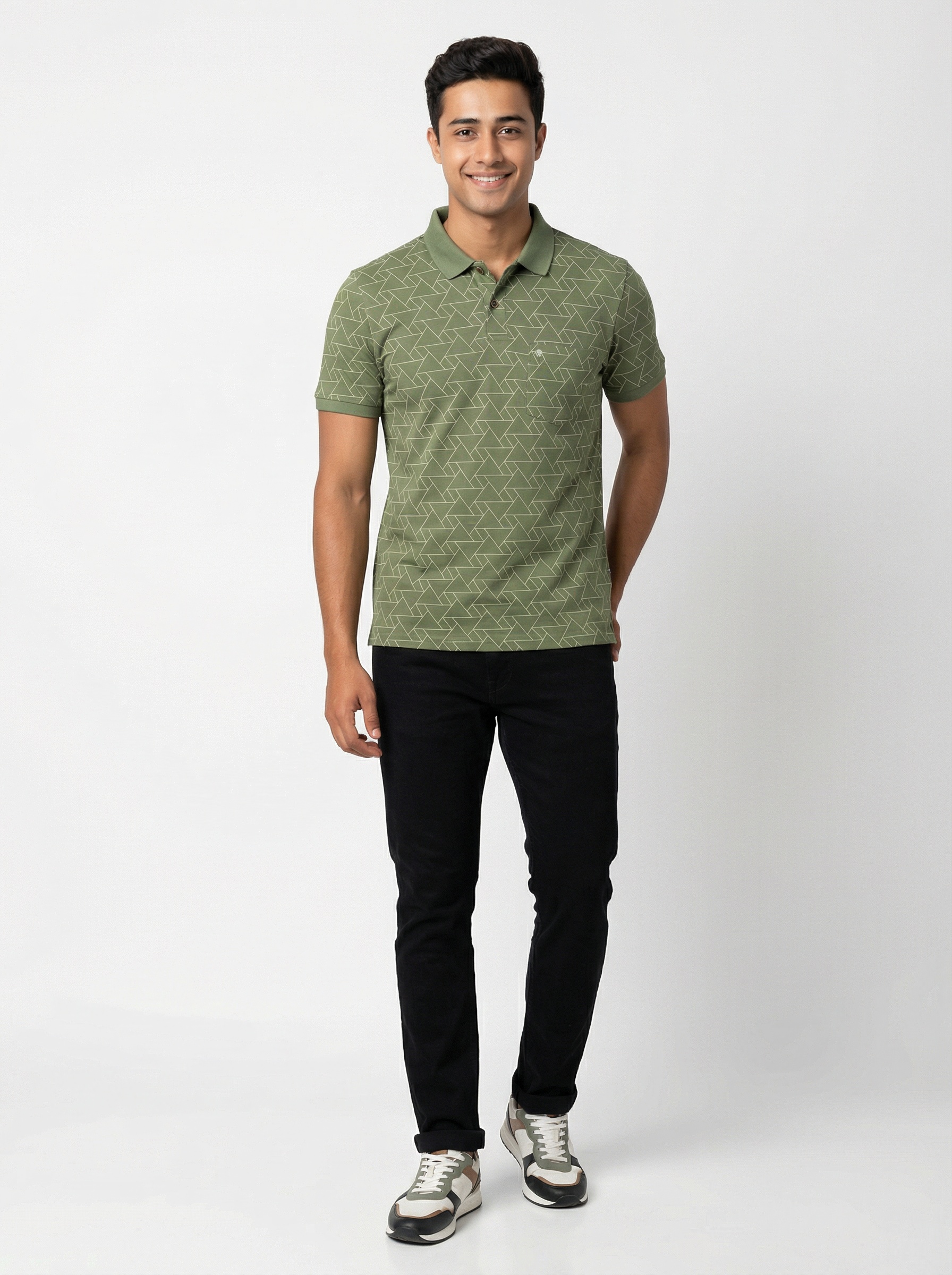 Olive Printed Polo