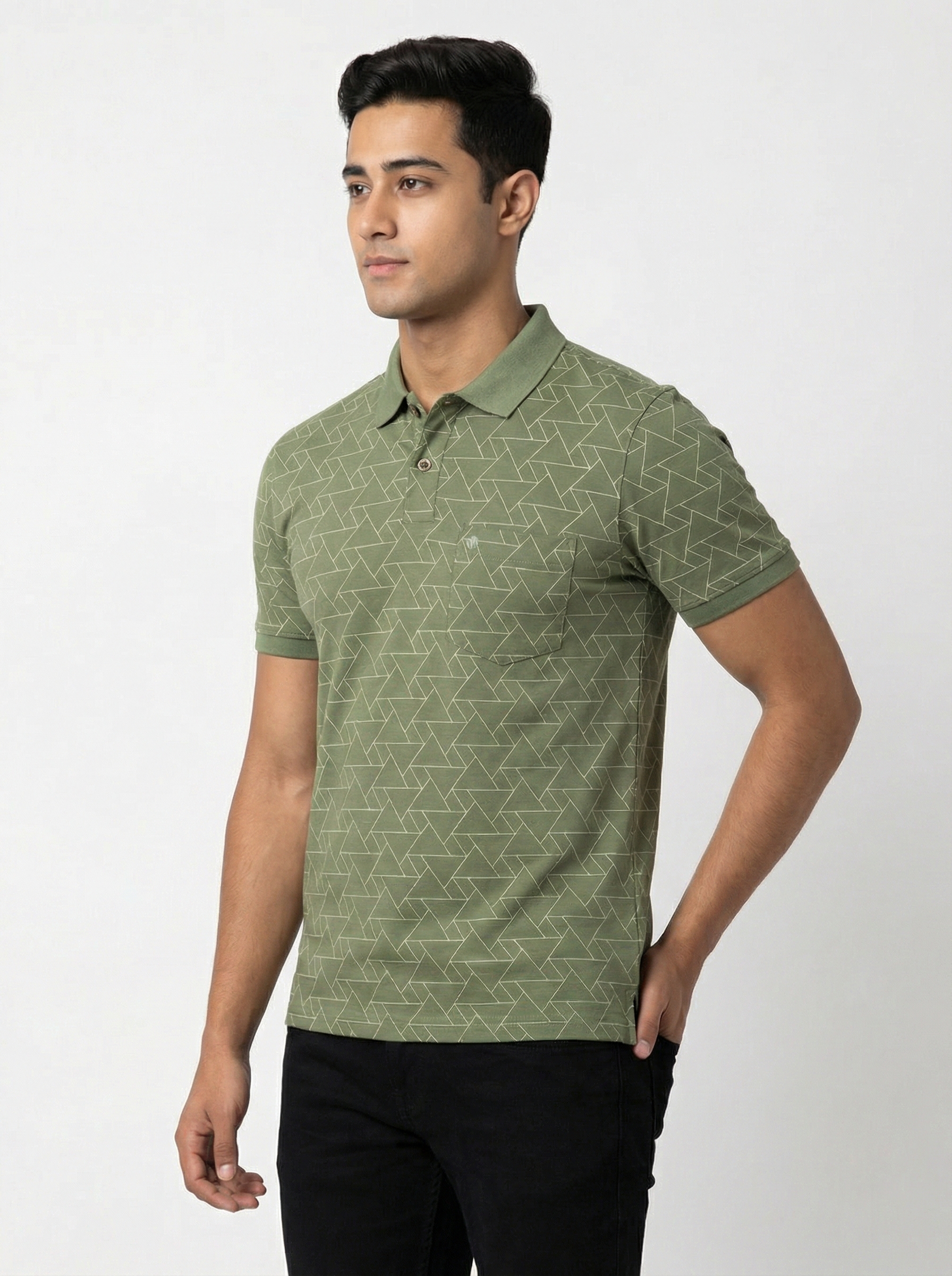 Olive Printed Polo