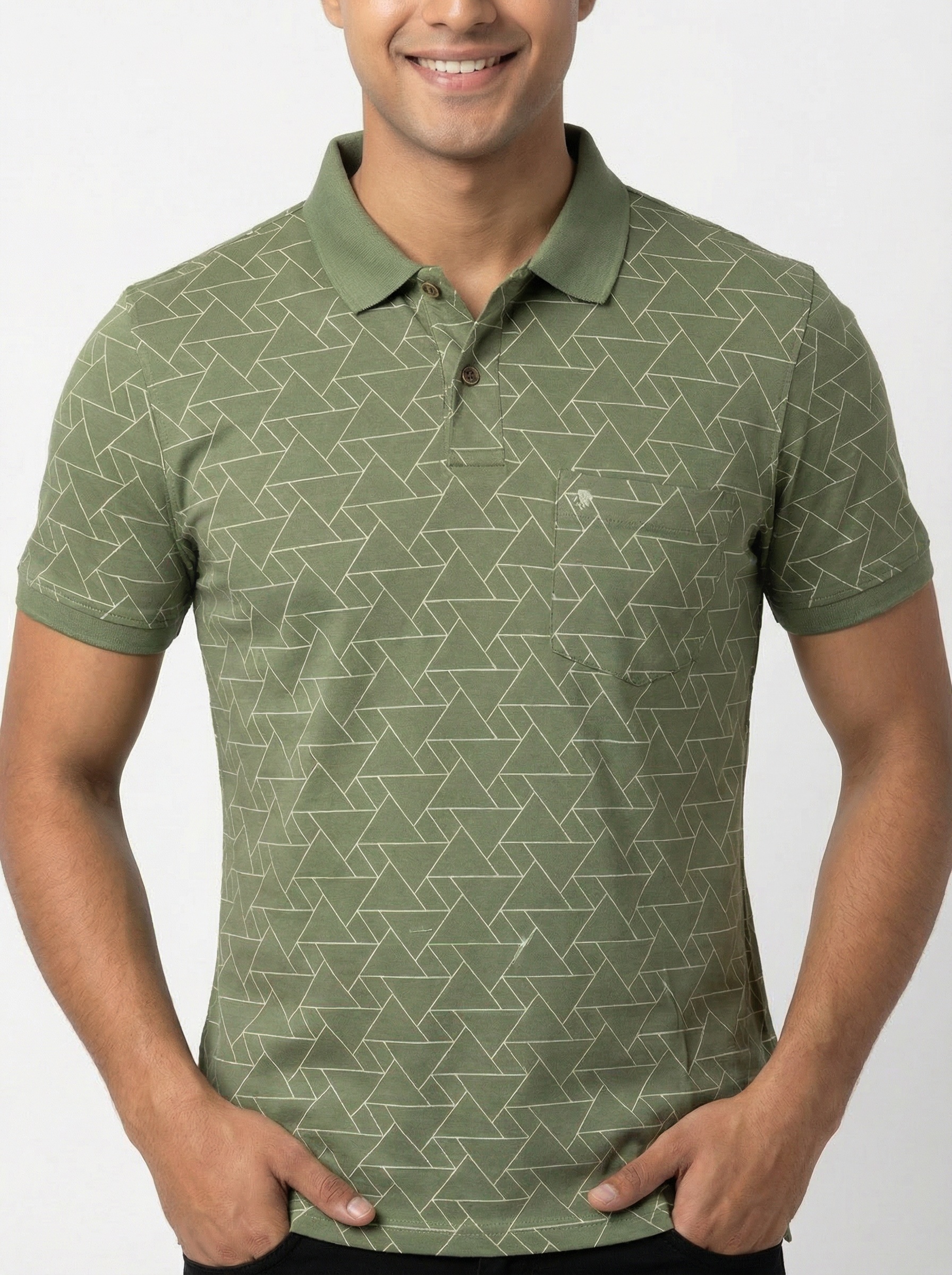 Olive Printed Polo