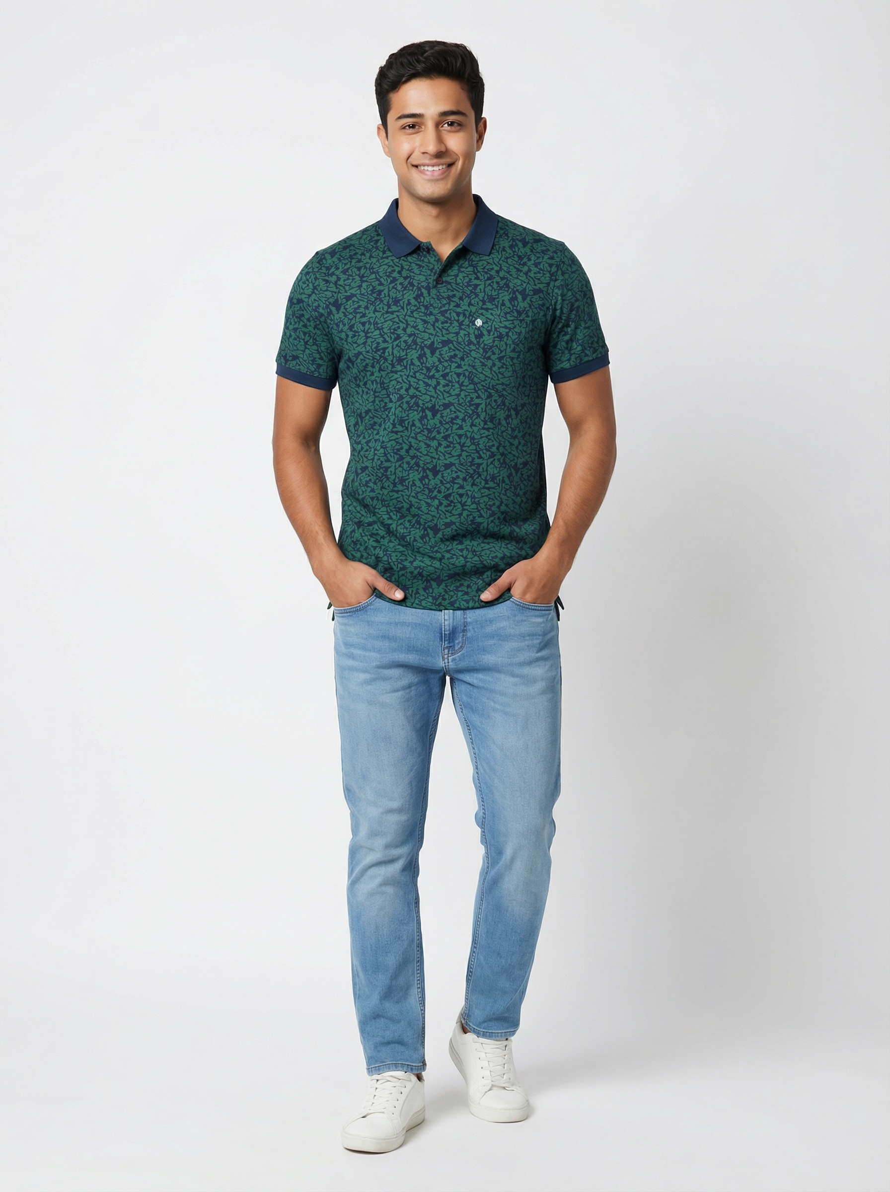 Green Printed Polo