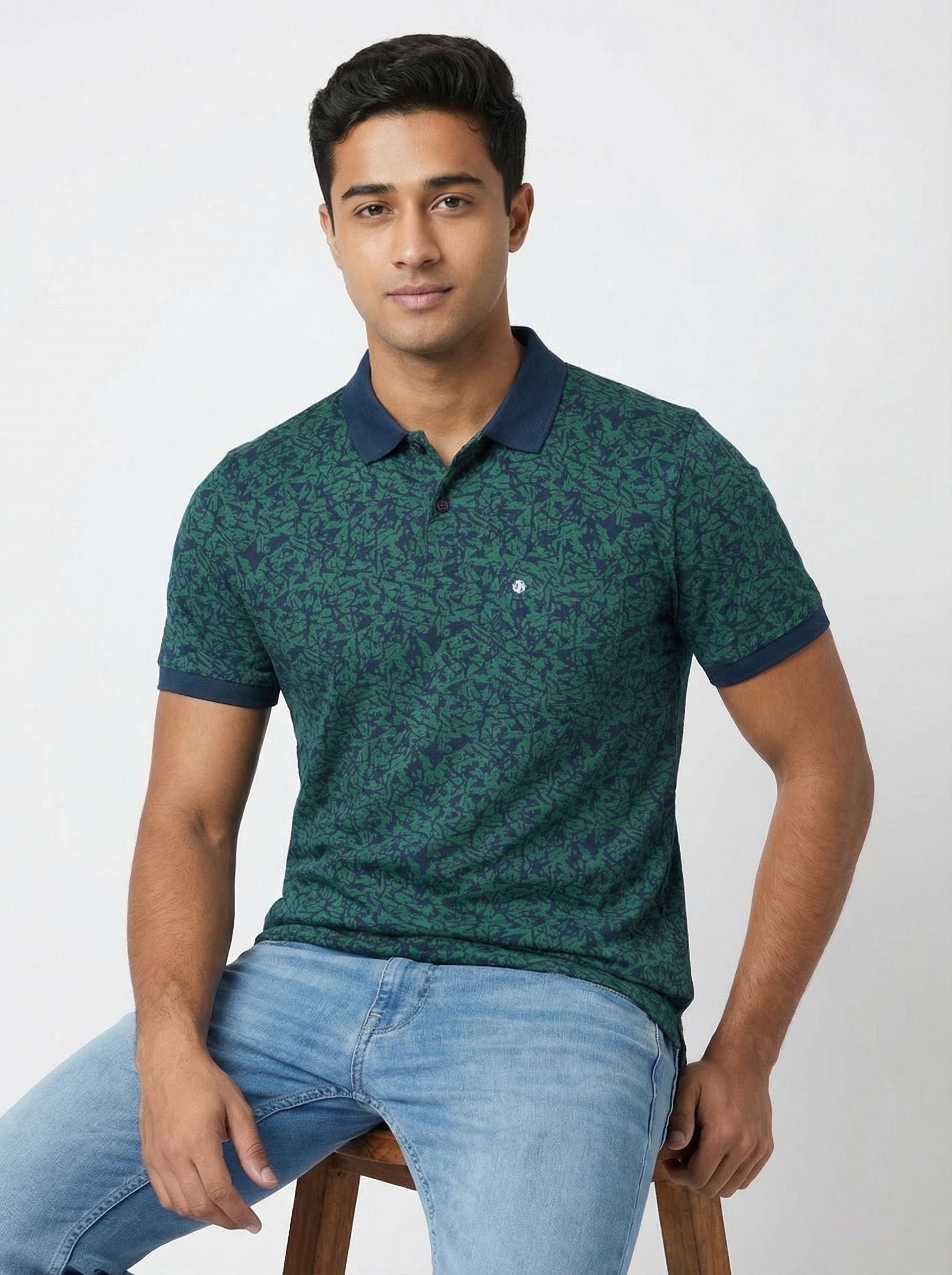 Green Printed Polo