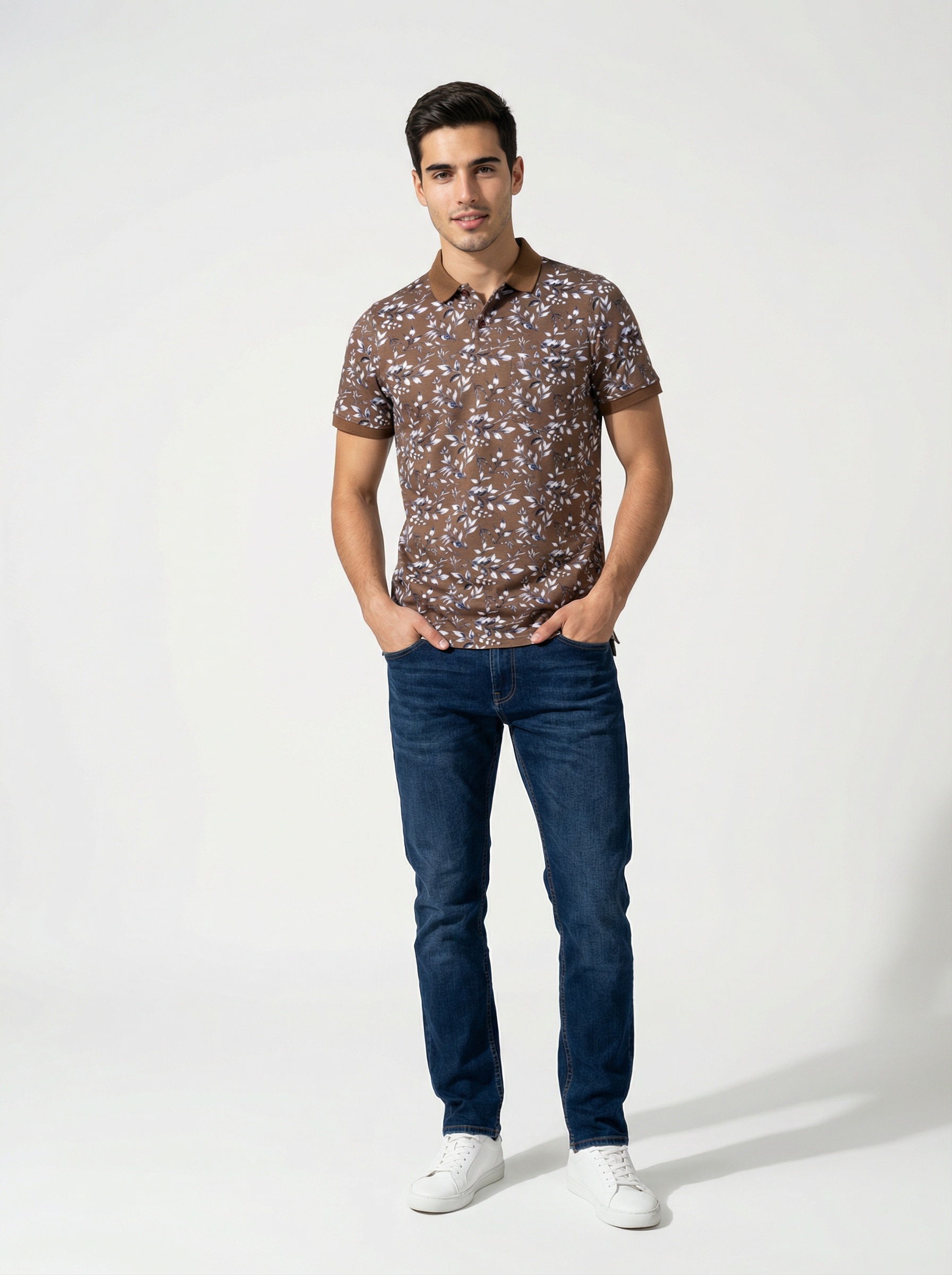 Brown Printed Polo