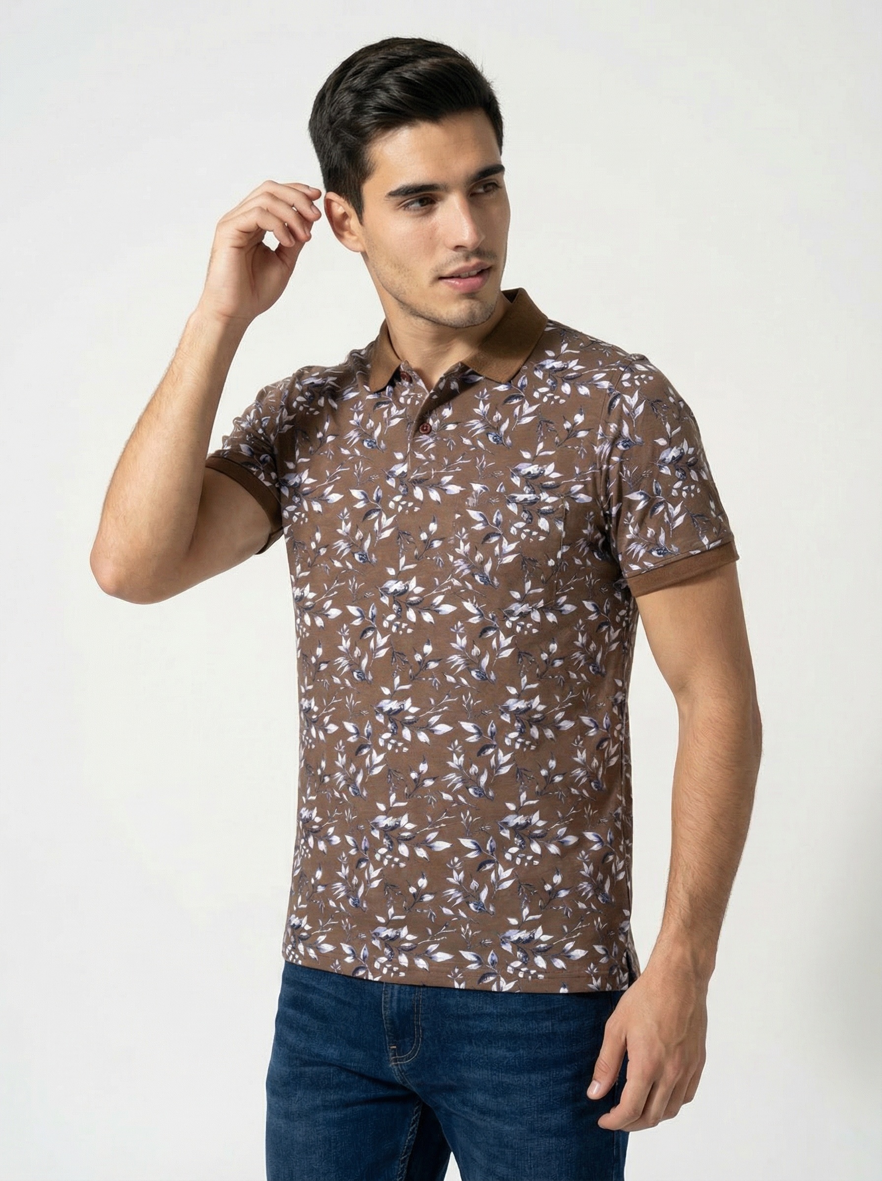 Brown Printed Polo