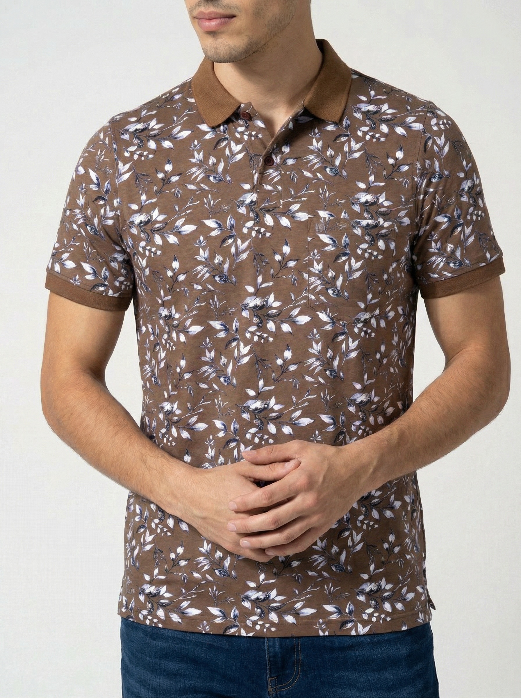 Brown Printed Polo