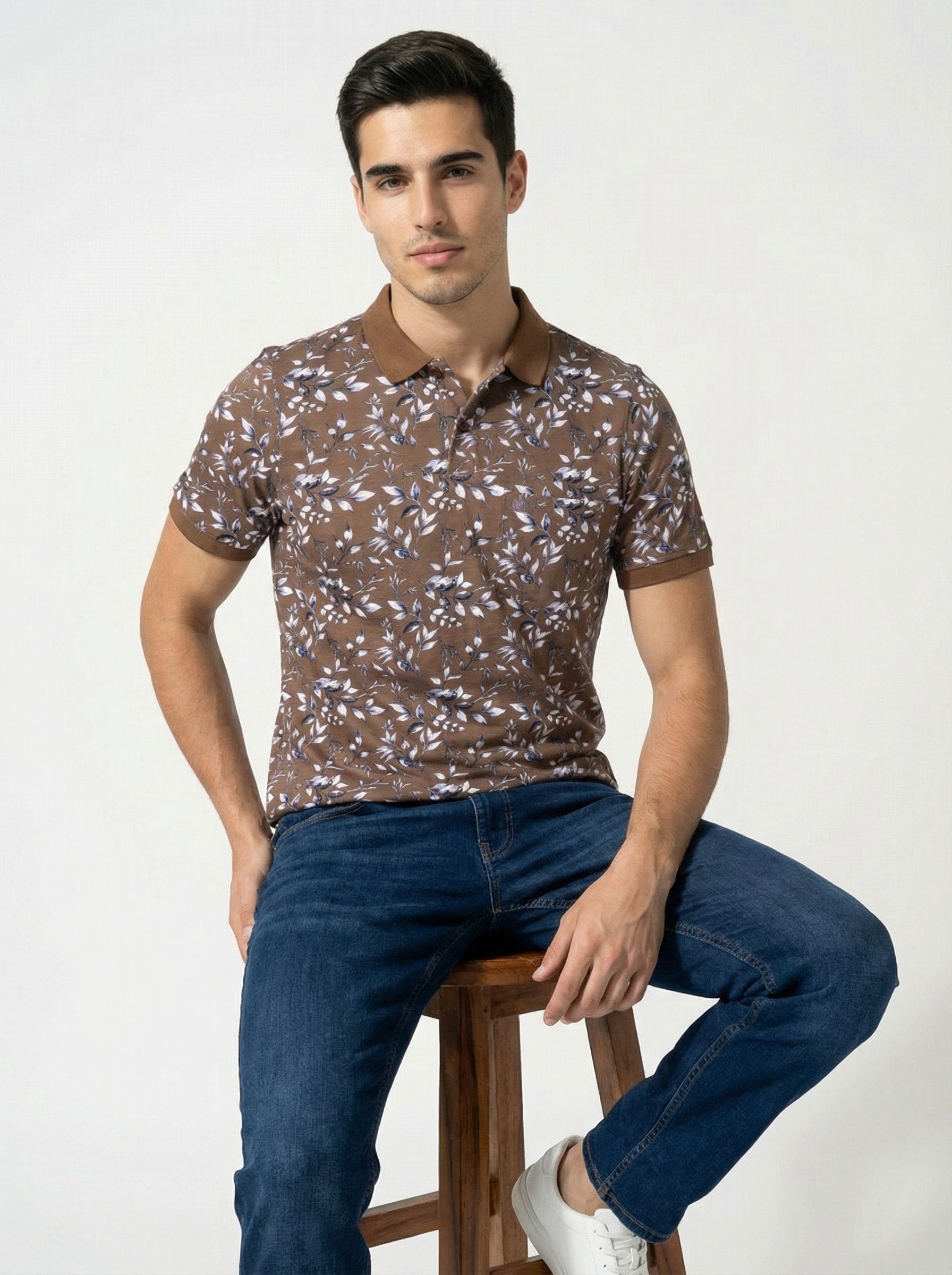 Brown Printed Polo