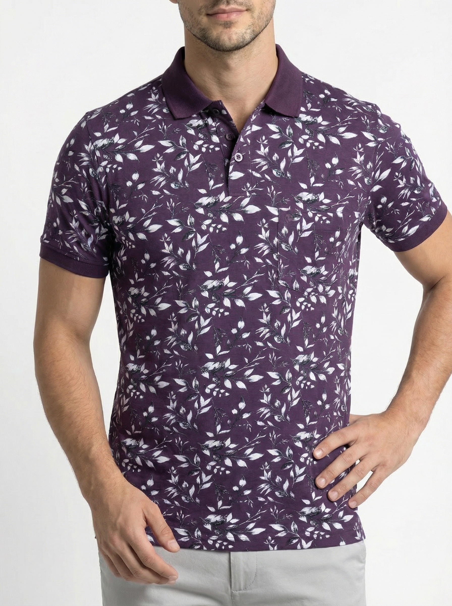 Purple Printed Polo