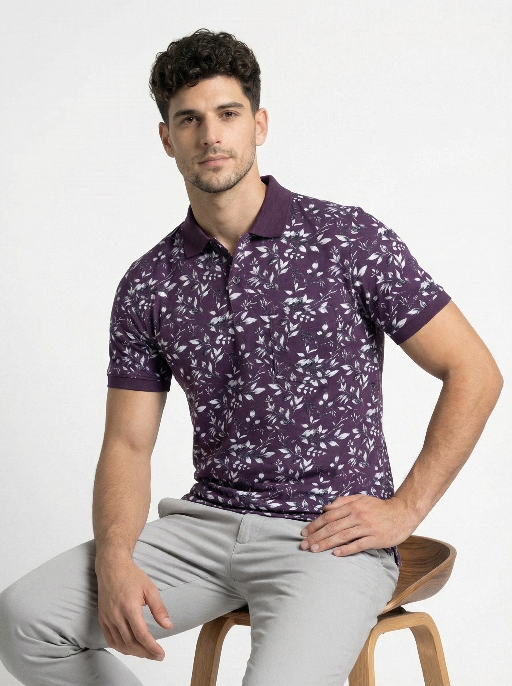 Purple Printed Polo