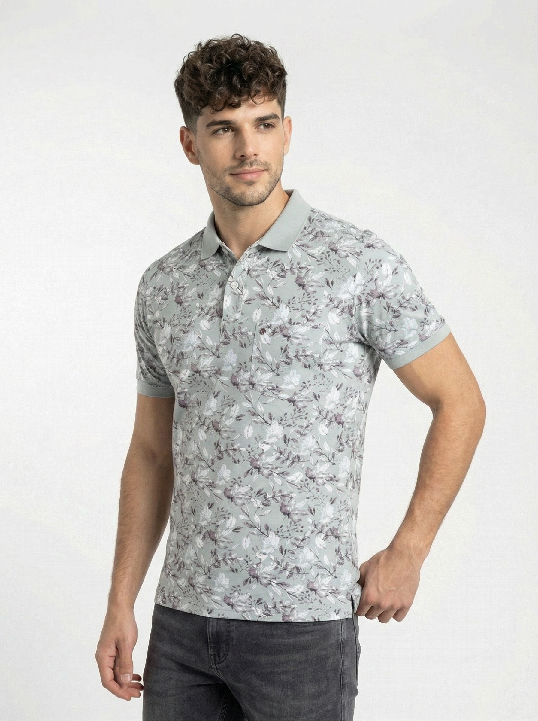 Grey Printed Polo