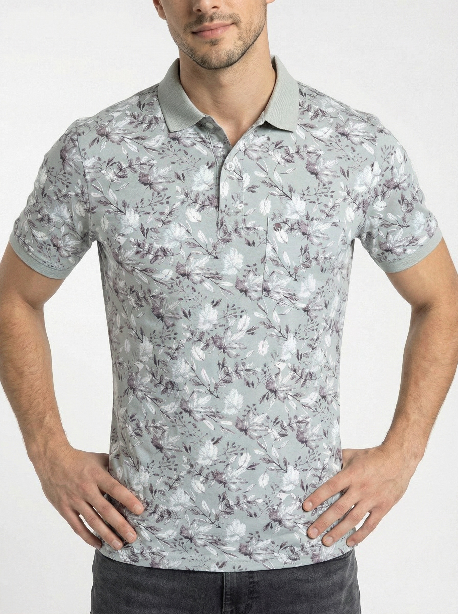 Grey Printed Polo