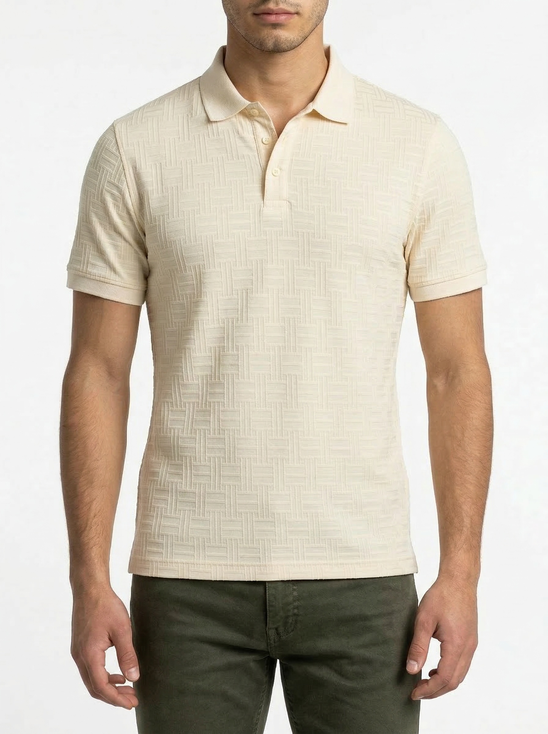 Cream Textured Polo