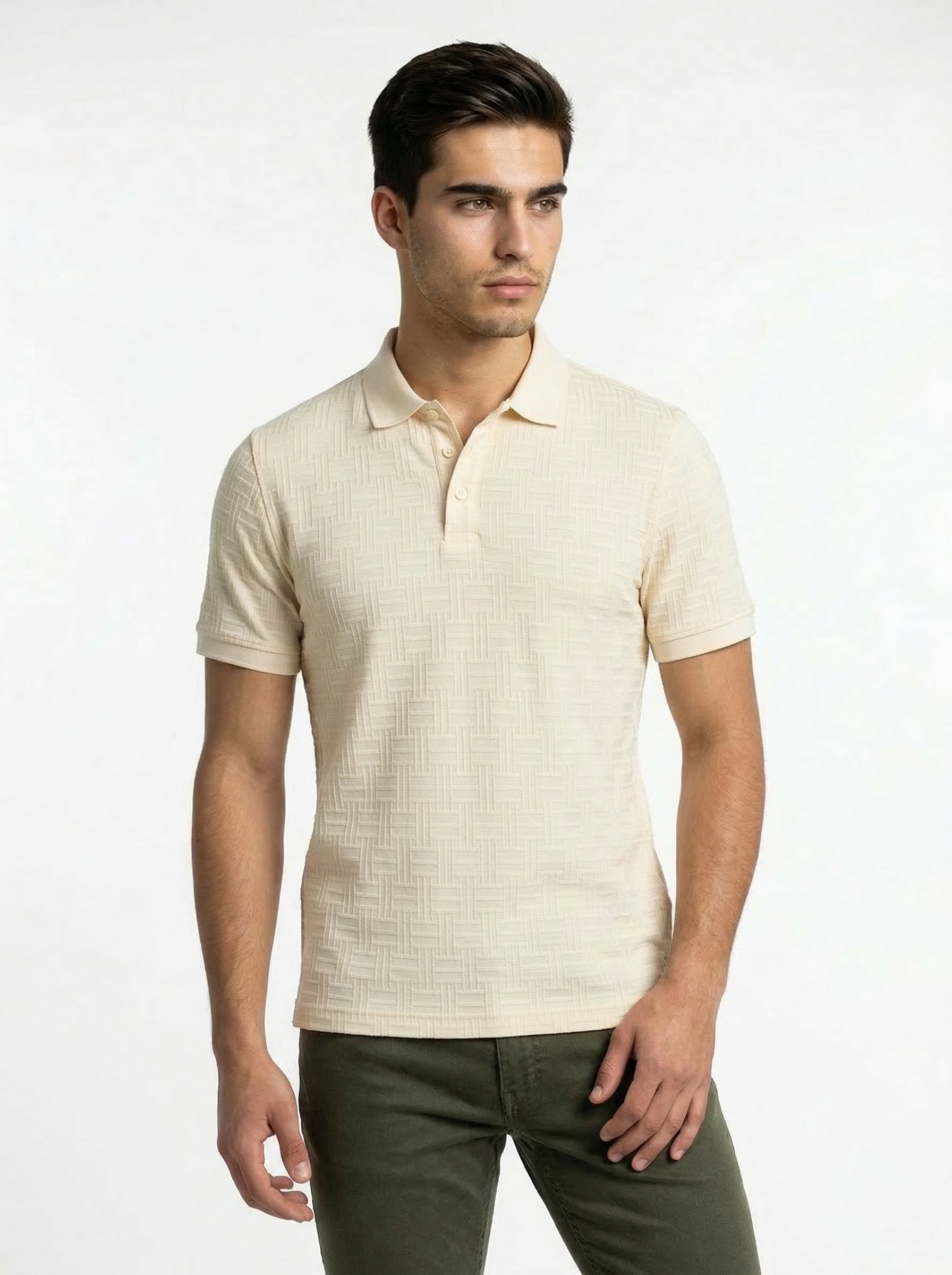 Cream Textured Polo