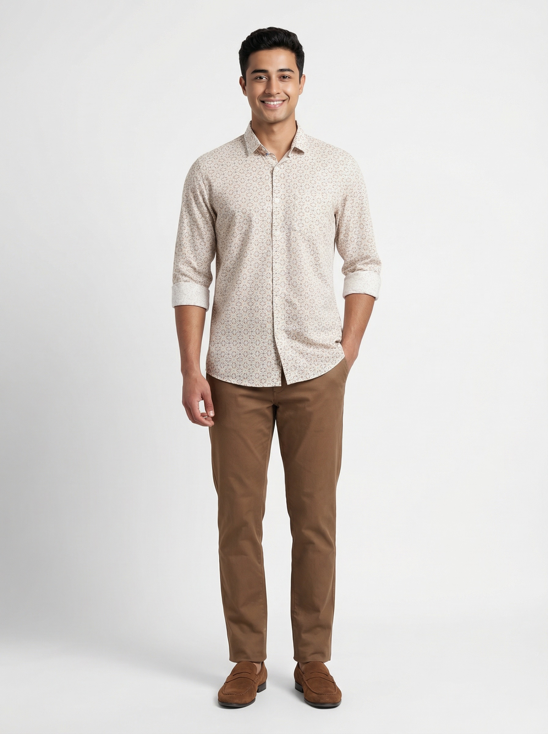 Cream Printed Shirt
