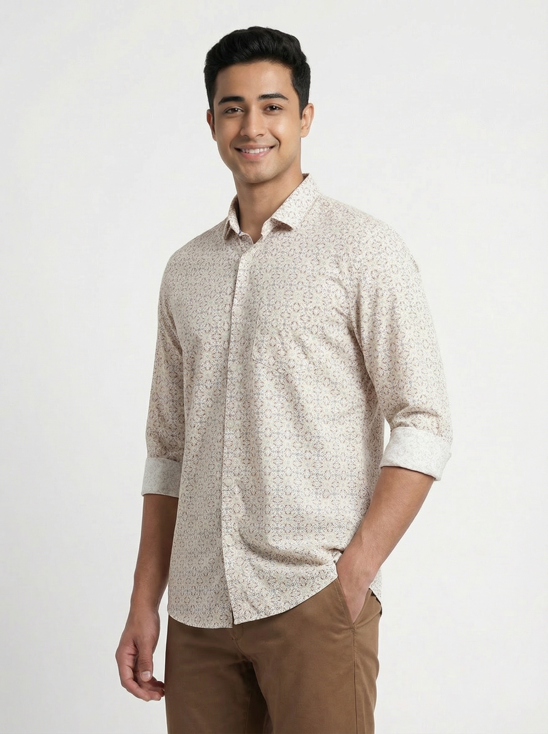 Cream Printed Shirt