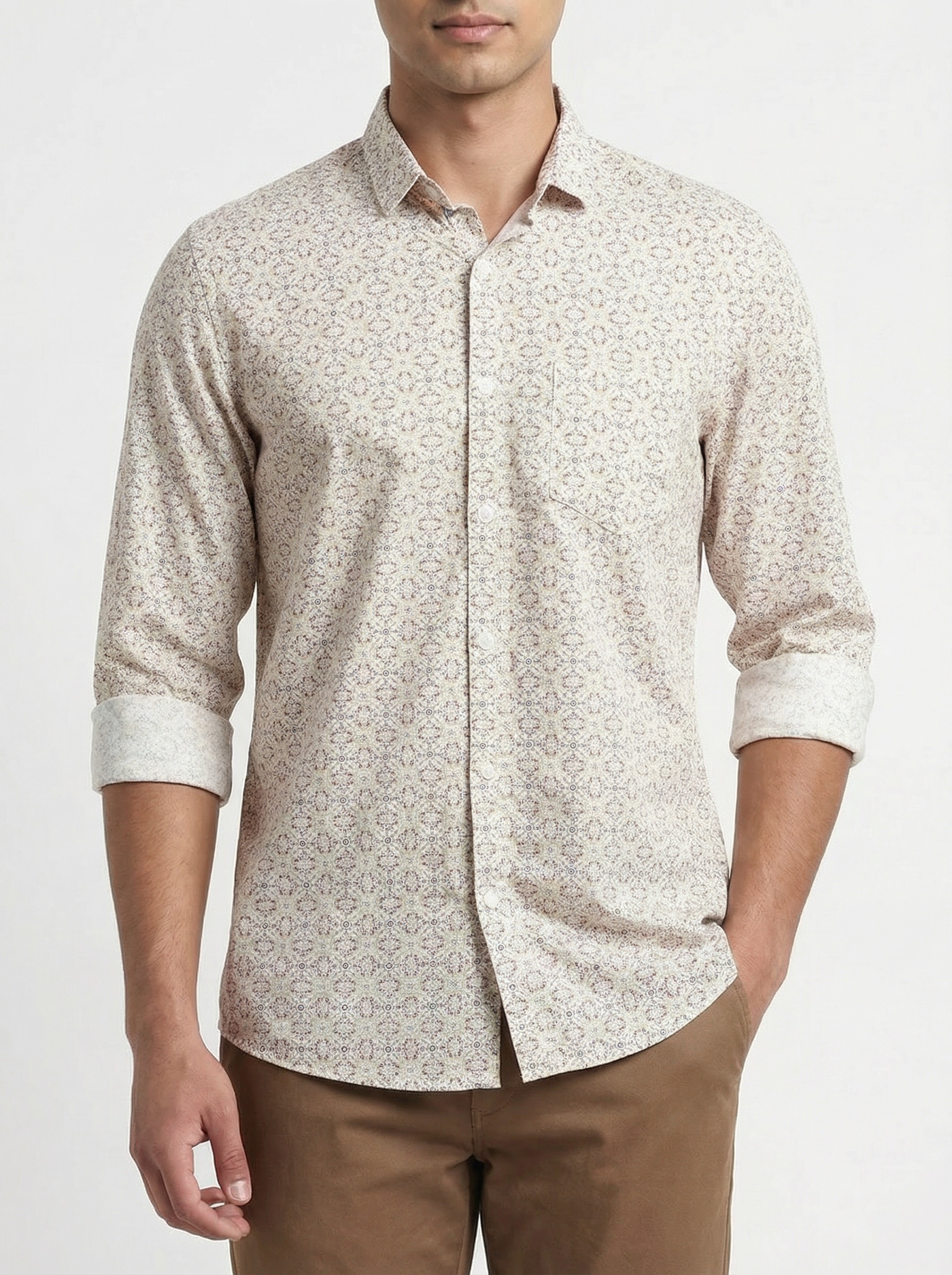 Cream Printed Shirt
