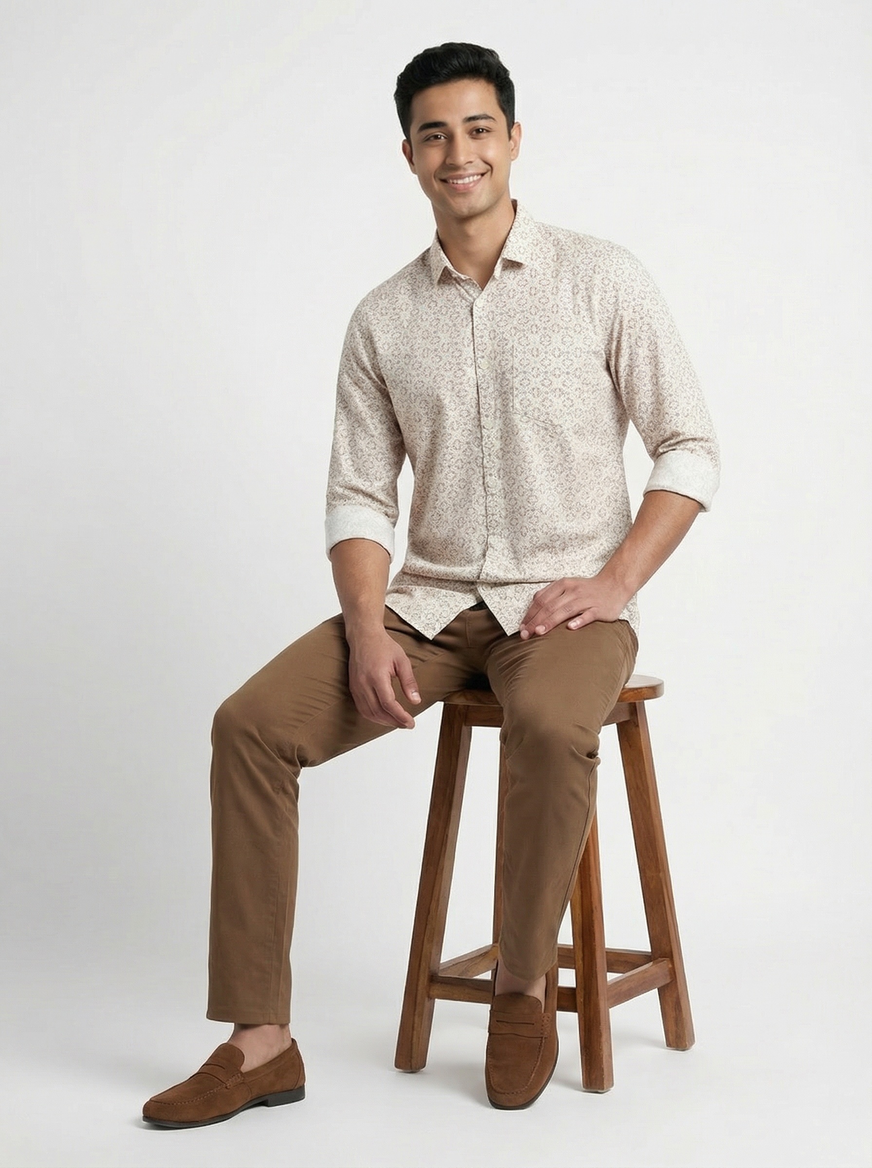 Cream Printed Shirt
