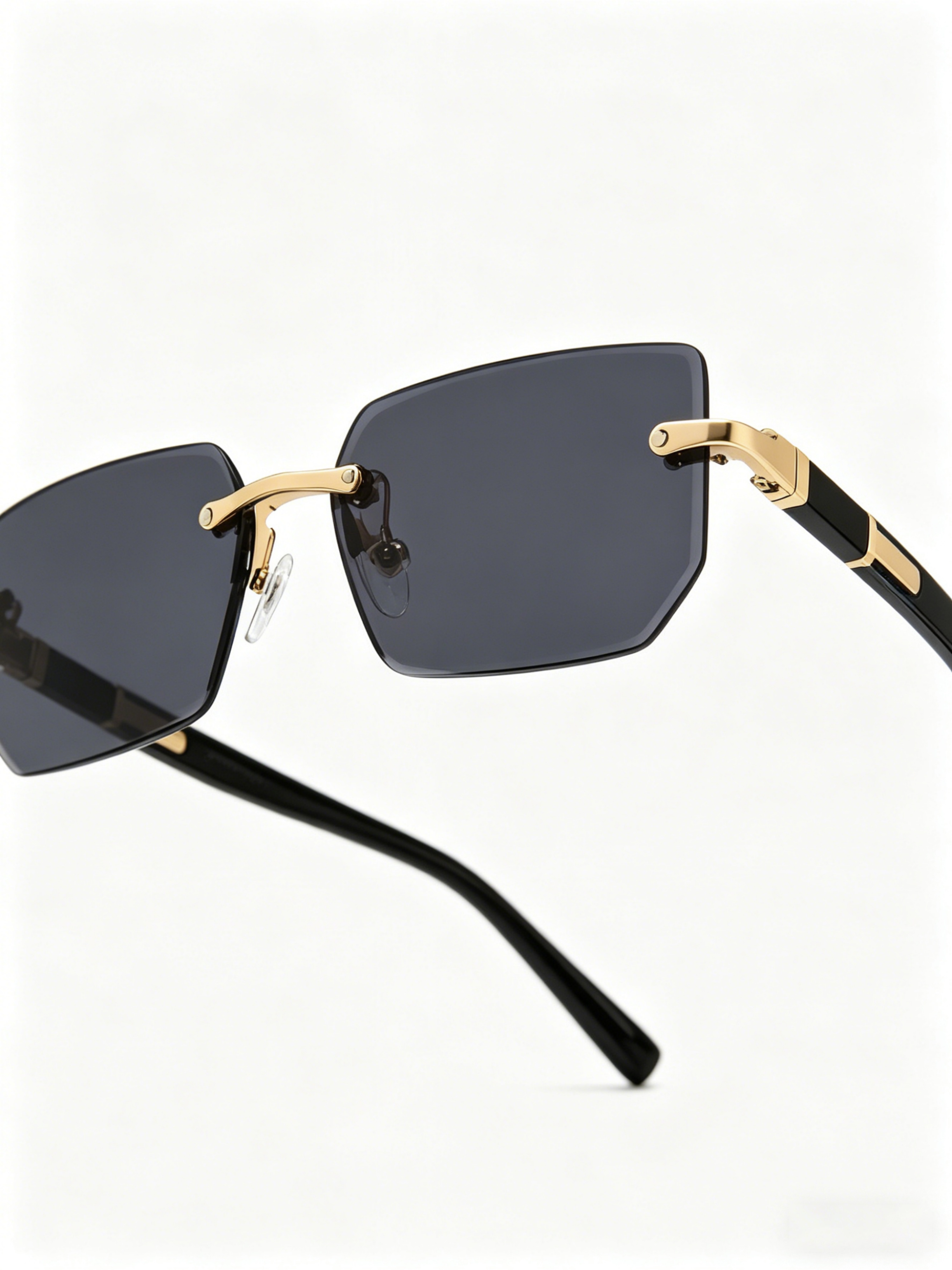 Geometric Grey Rimless Sunglasses