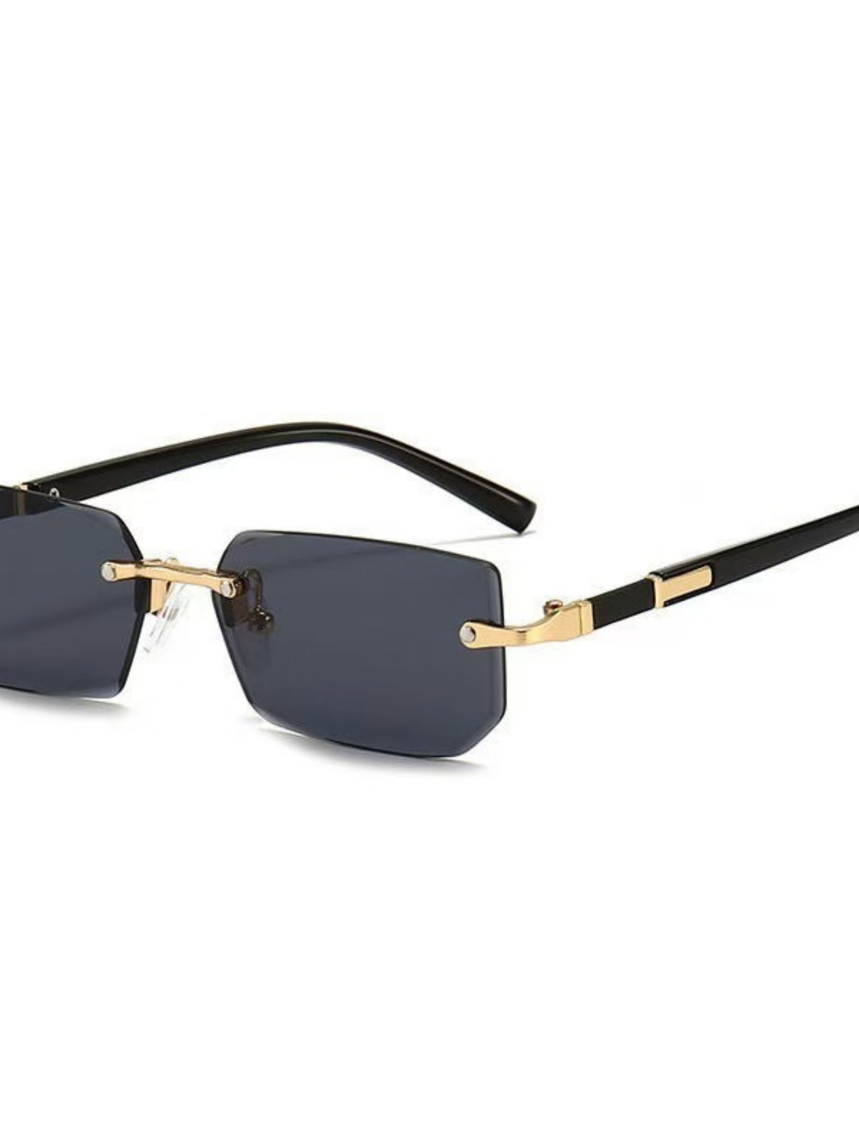 Geometric Grey Rimless Sunglasses