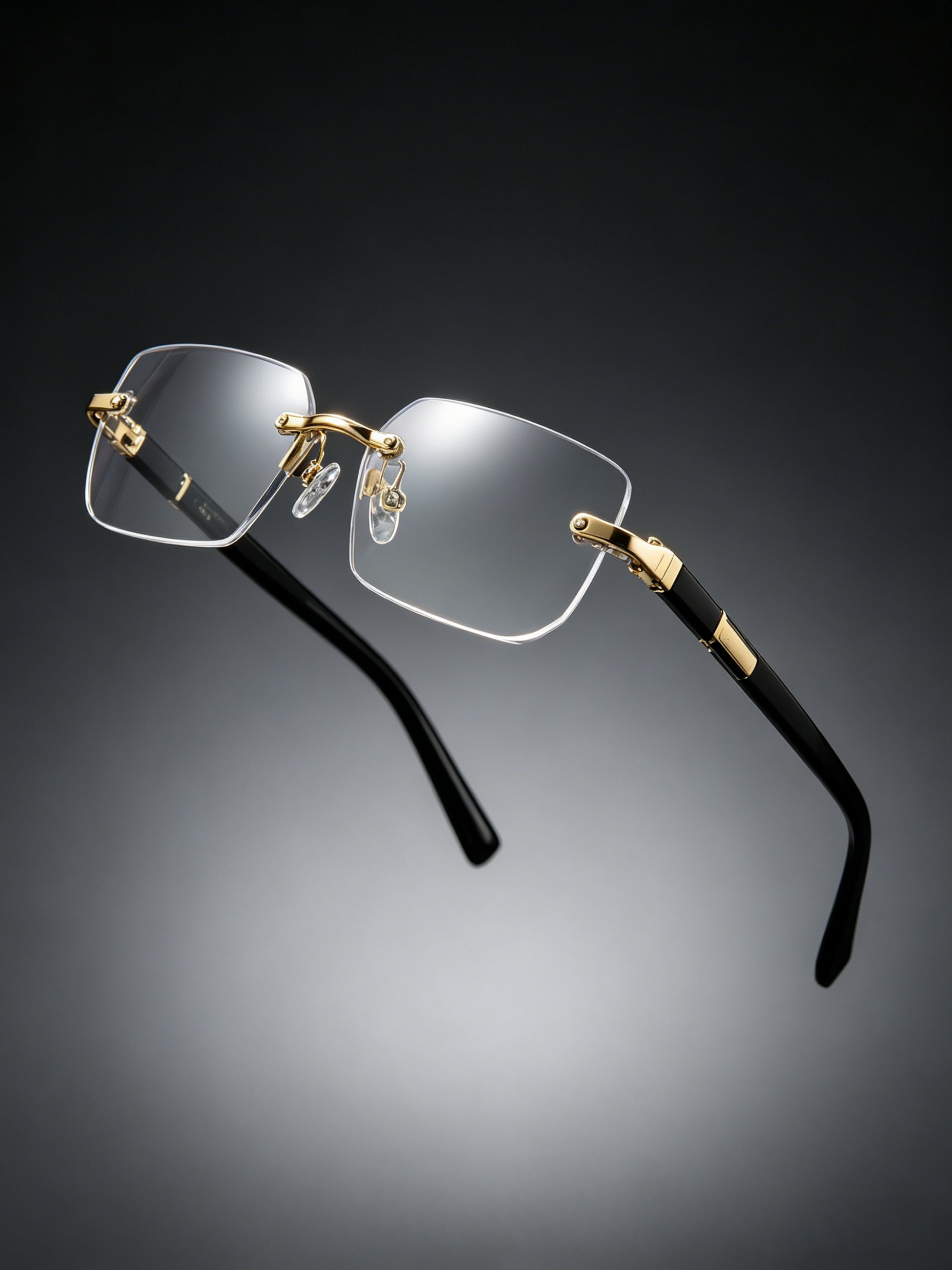 Rimless Rectangle Black Frame Glasses