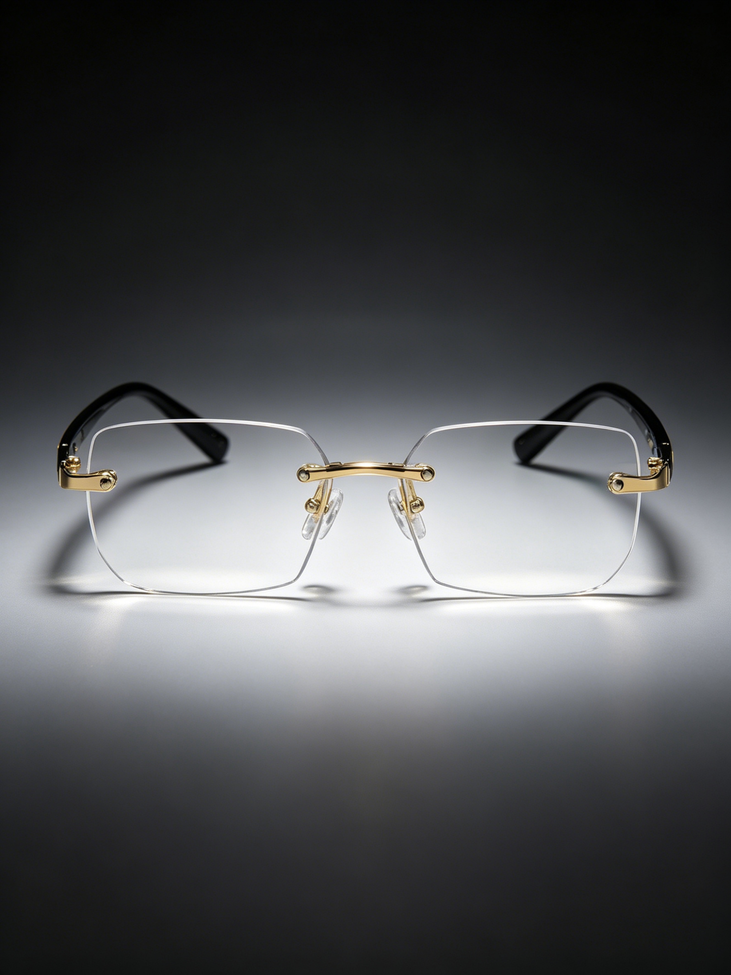 Rimless Rectangle Black Frame Glasses