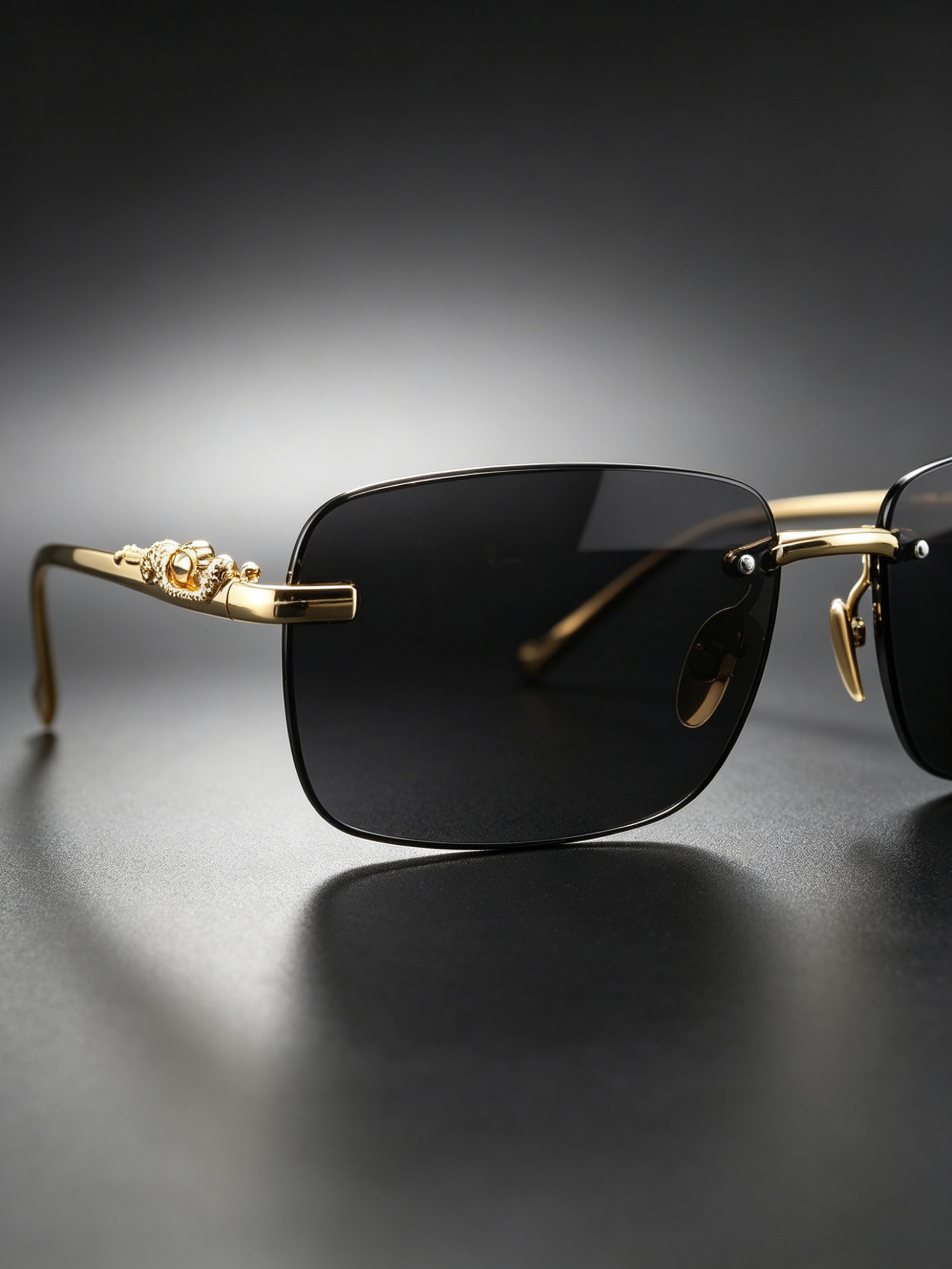 Geometric Grey Rimless Sunglasses