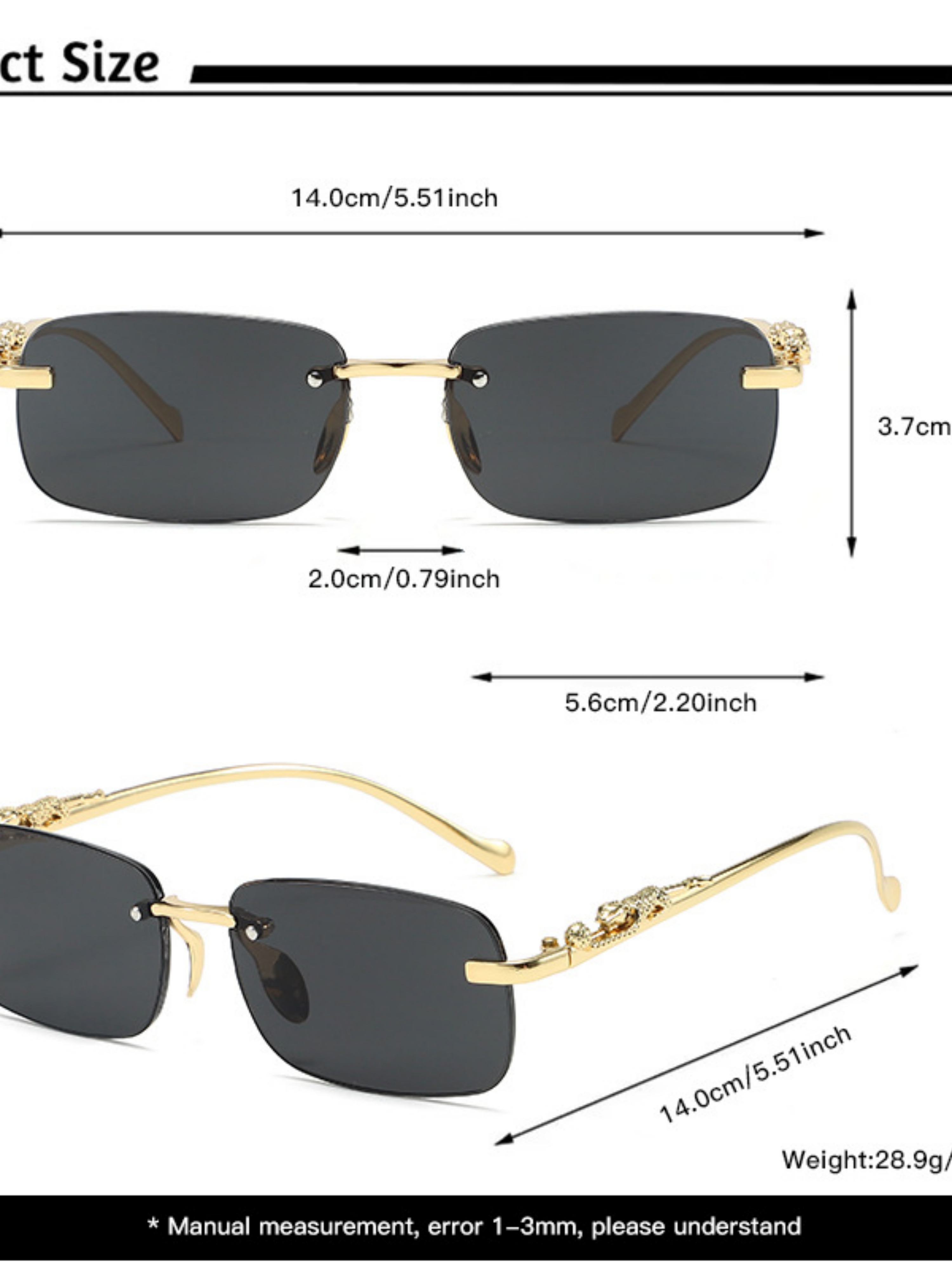 Geometric Grey Rimless Sunglasses
