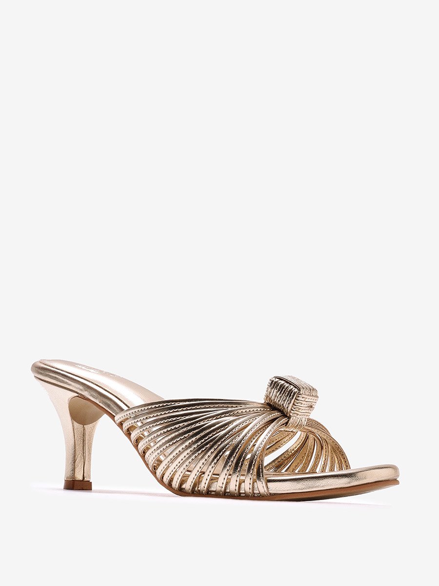 Gold Knotted Strap Mules