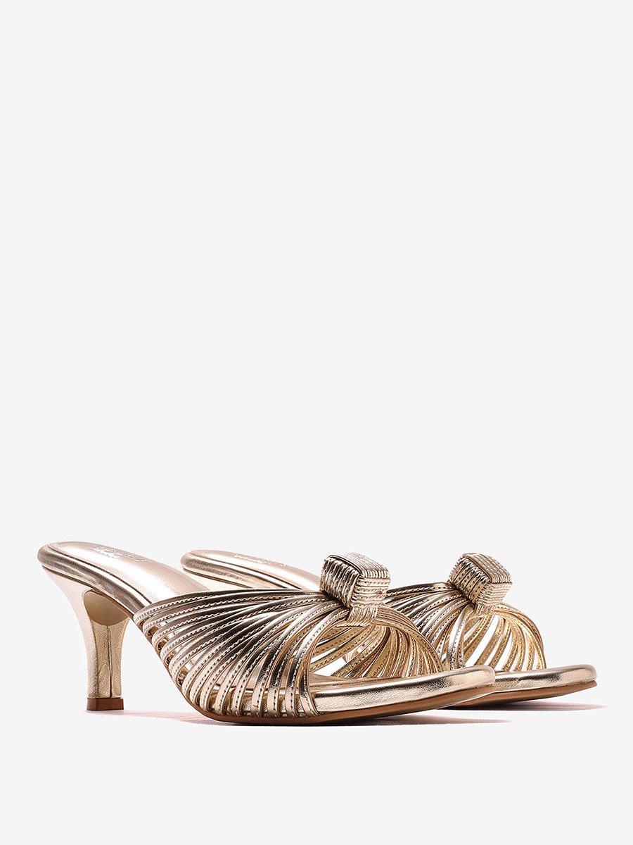 Gold Knotted Strap Mules