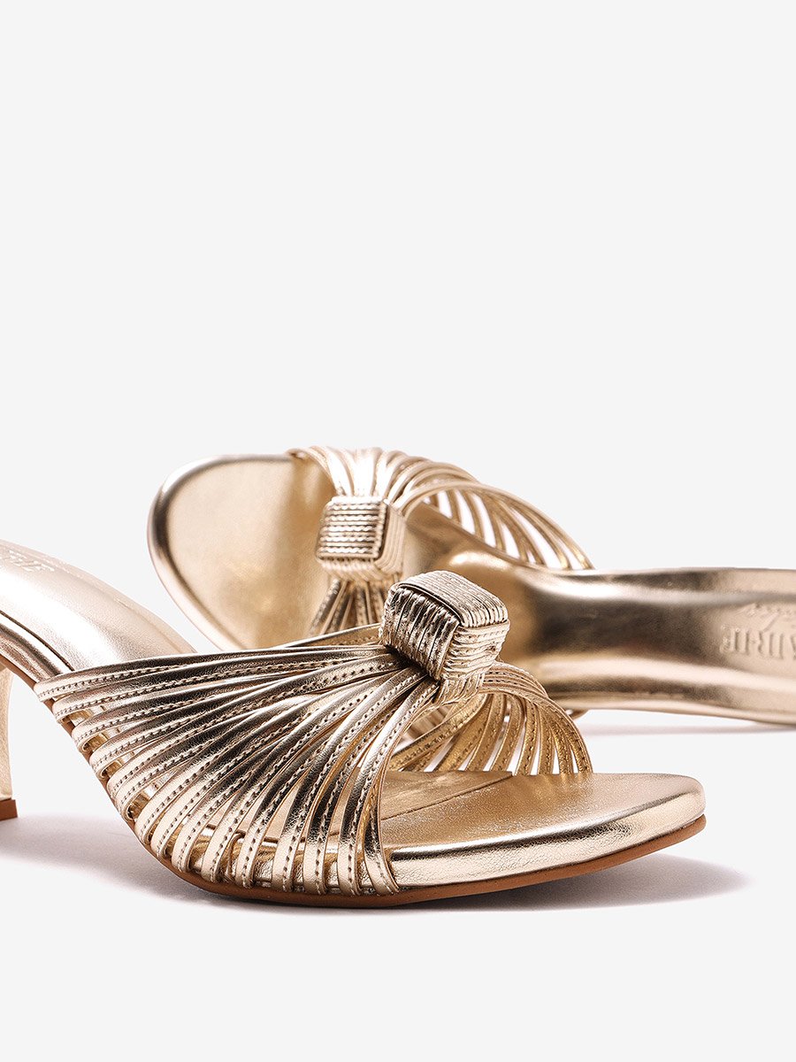 Gold Knotted Strap Mules