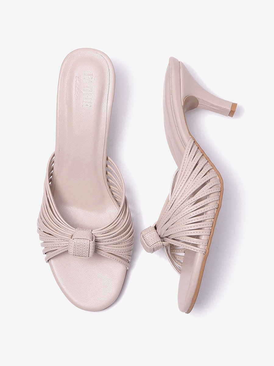 Cream Knotted Strap Mules
