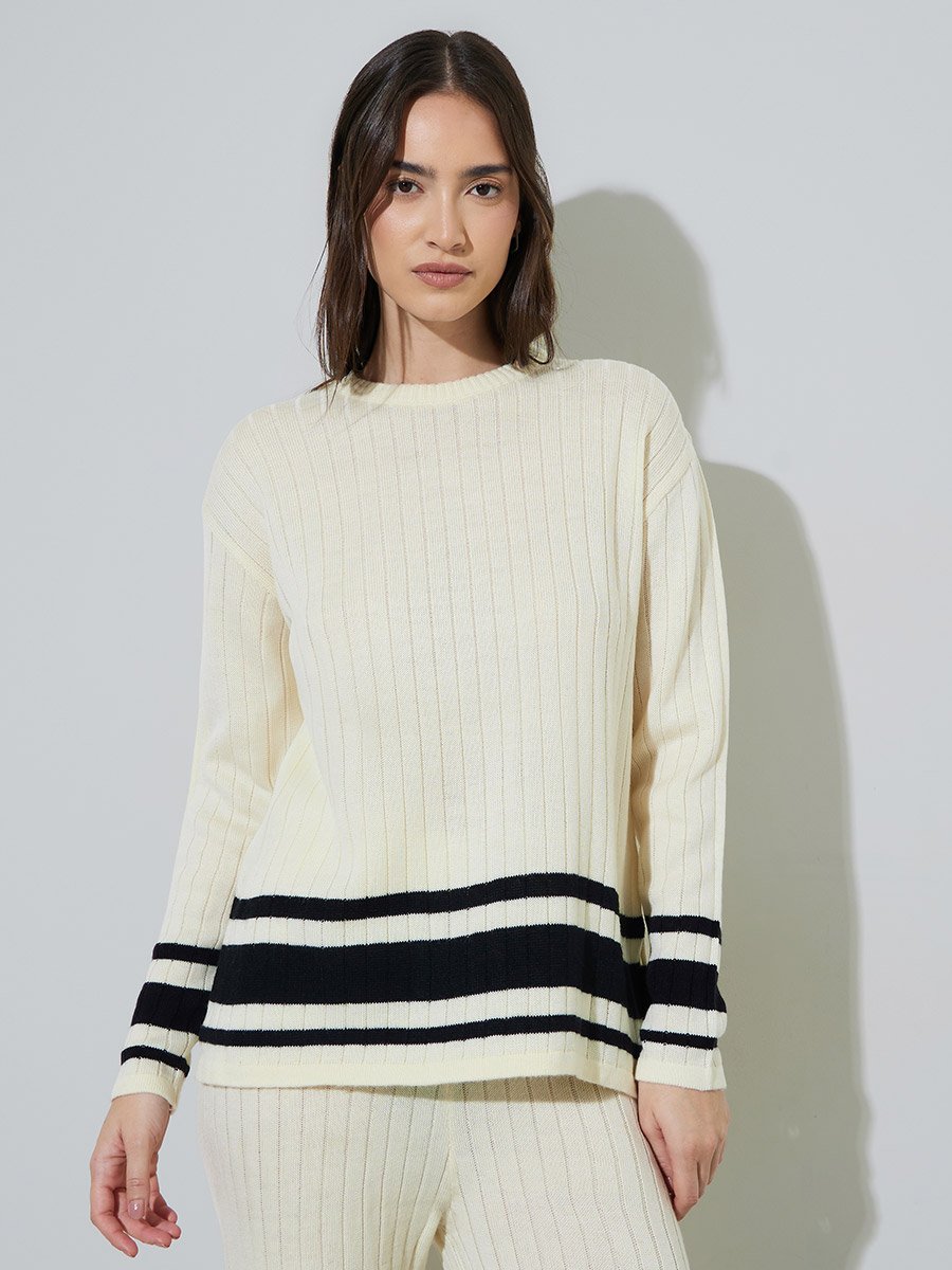 COLOR BLOCK RIBBED  SWEATER AND PANT SET