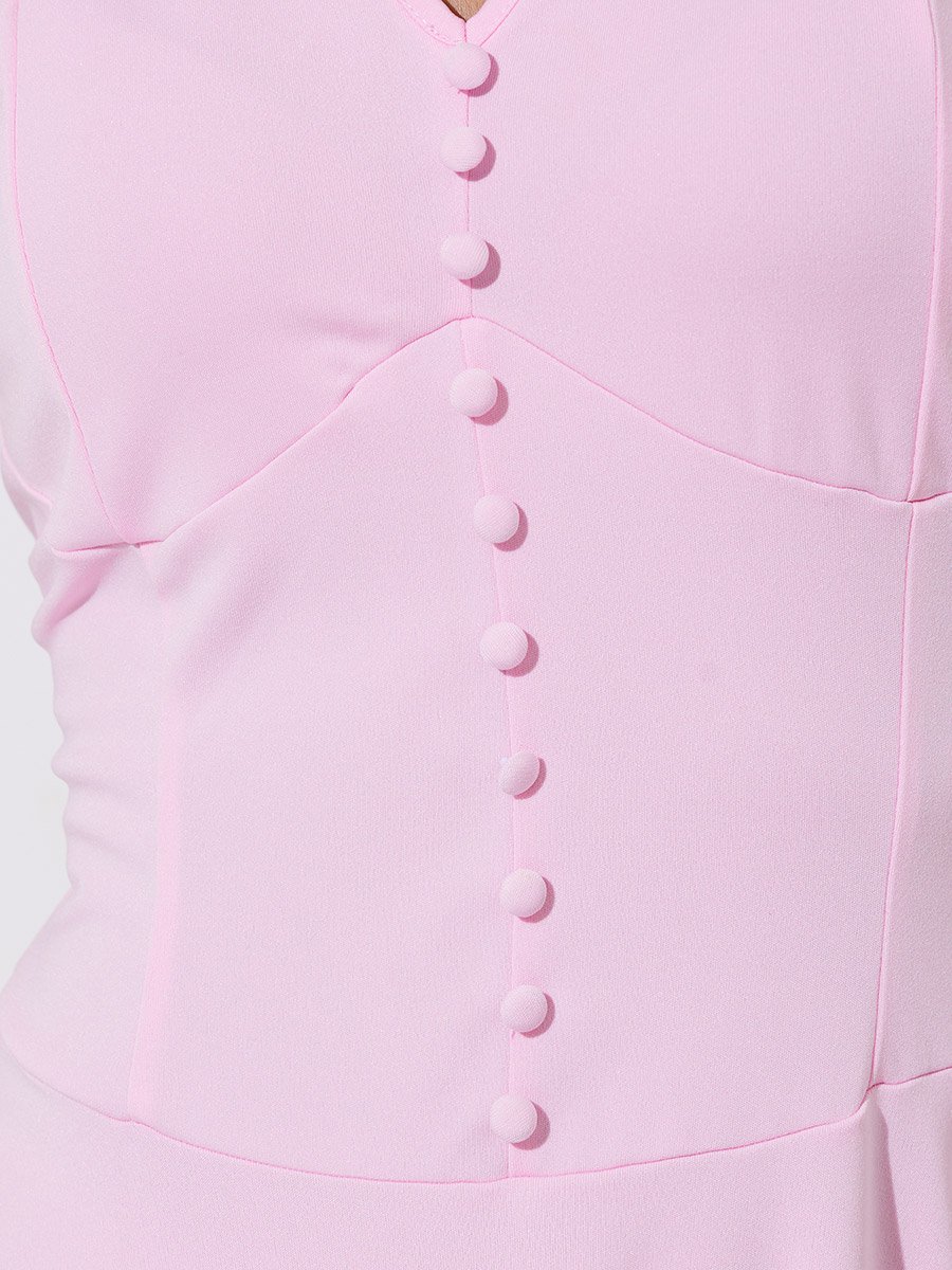 Pink Sleeveless A-Line Midi Dress